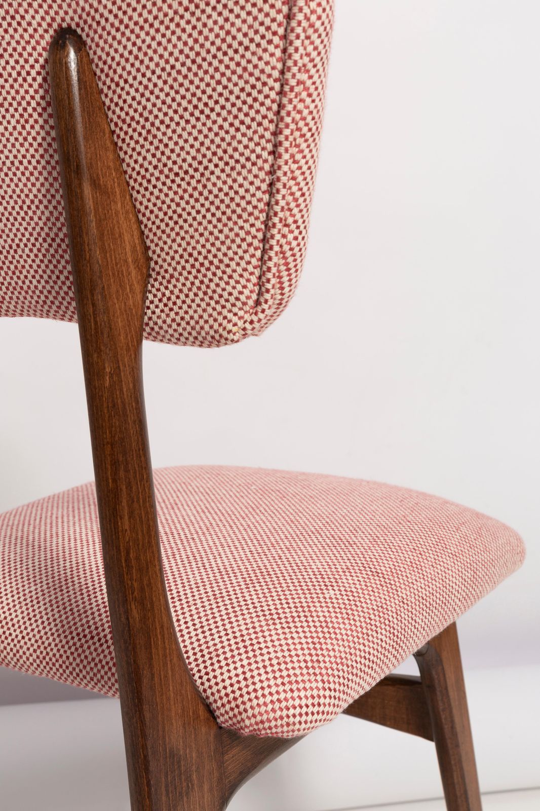 Set Van Acht Mid Century Butterfly Eetkamerstoelen, Peony Katoen, Polen, Jaren 1960 photo vintage