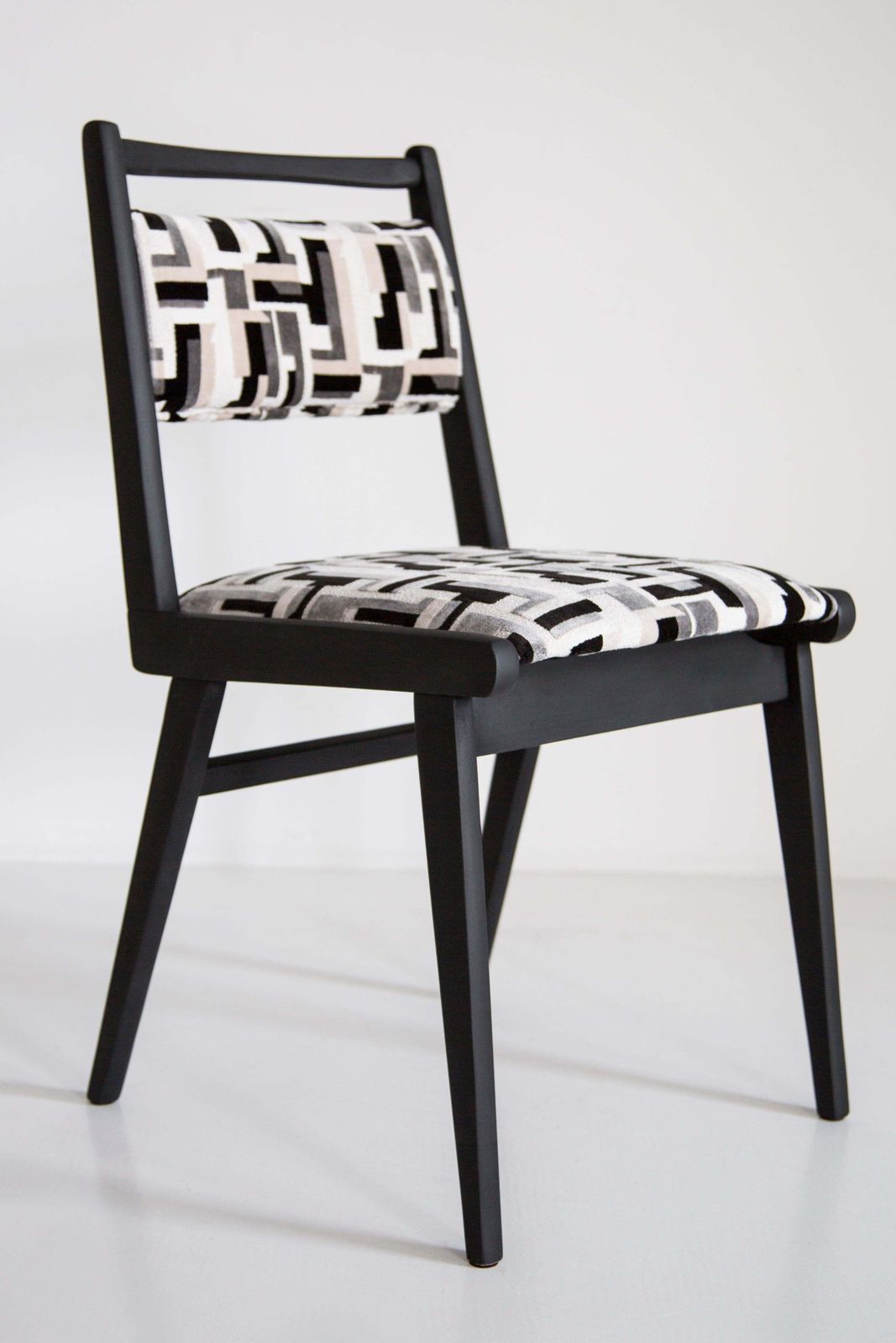 Eight Mid Century Black And White Velvet Jar Chairs, Poland, Europe, 1960s. photo furniture