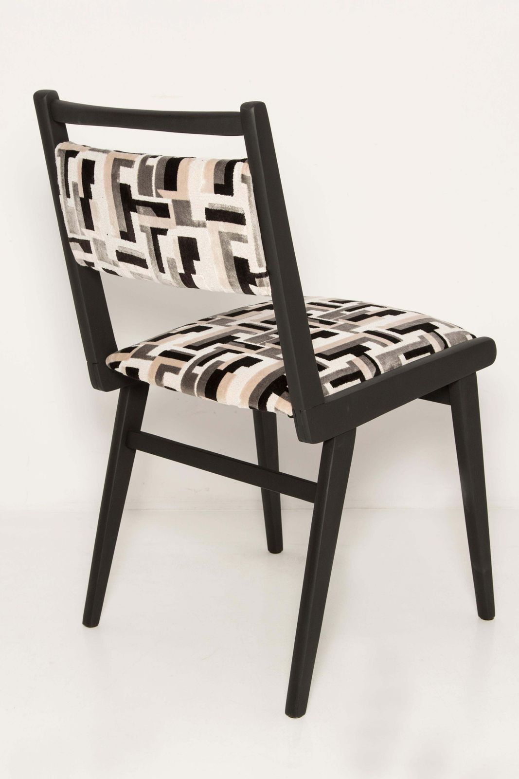 Eight Mid Century Black And White Velvet Jar Chairs, Poland, Europe, 1960s. photo 4756.0