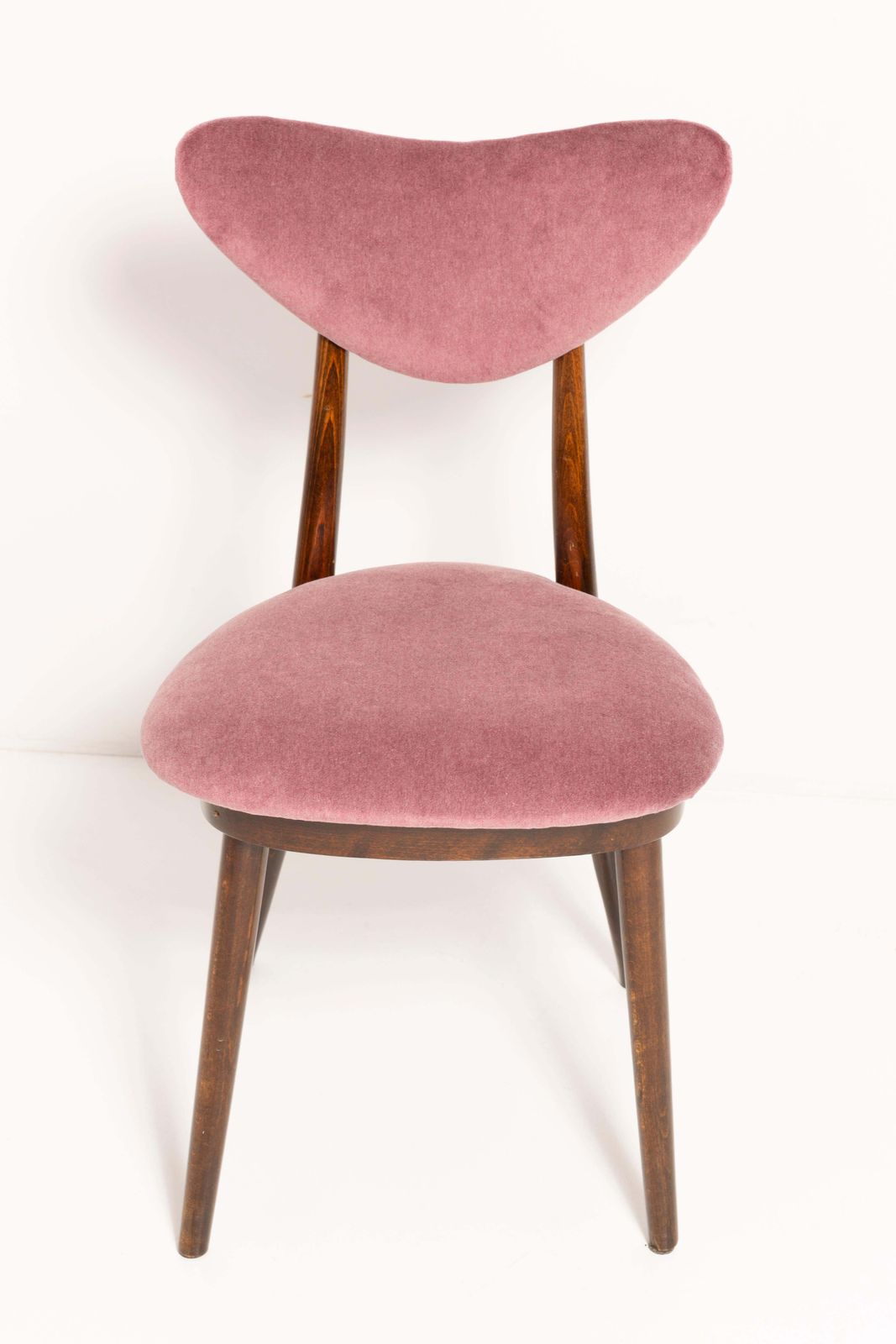 Set Of Eight Mid Century Burgundy Cotton Velvet Heart Chairs, Europe, 1960s photo Furniture