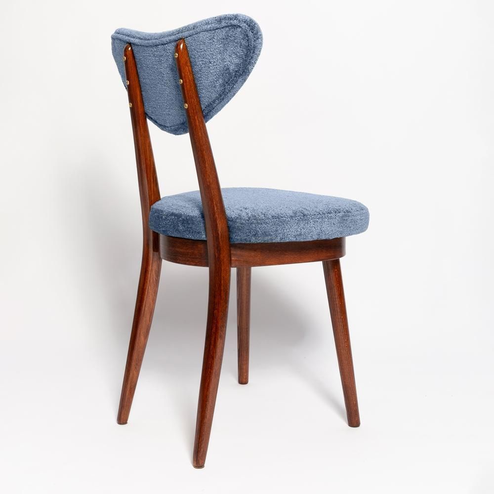 Set Of Ten Mid Century Vintage Blue Heart Velvet Chairs, Europe, 1960s photo Furniture