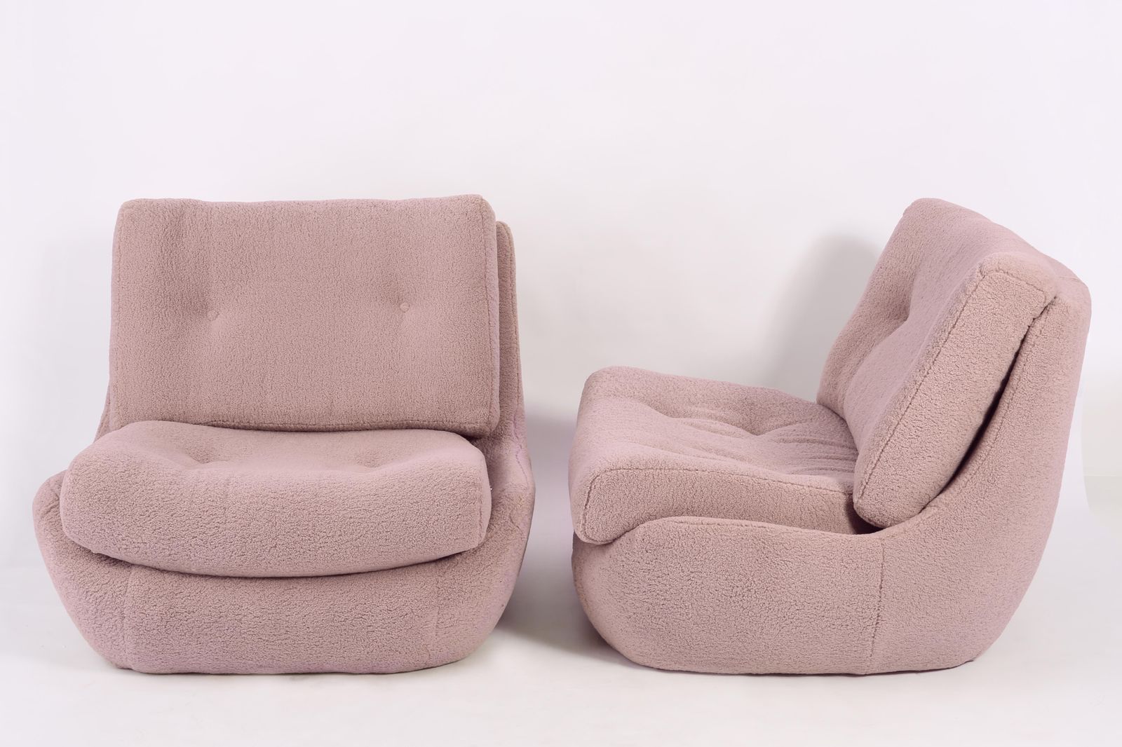 Pink Blush Boucle Atlantis Sofa And Armchairs, Europe, 1960s photo buy