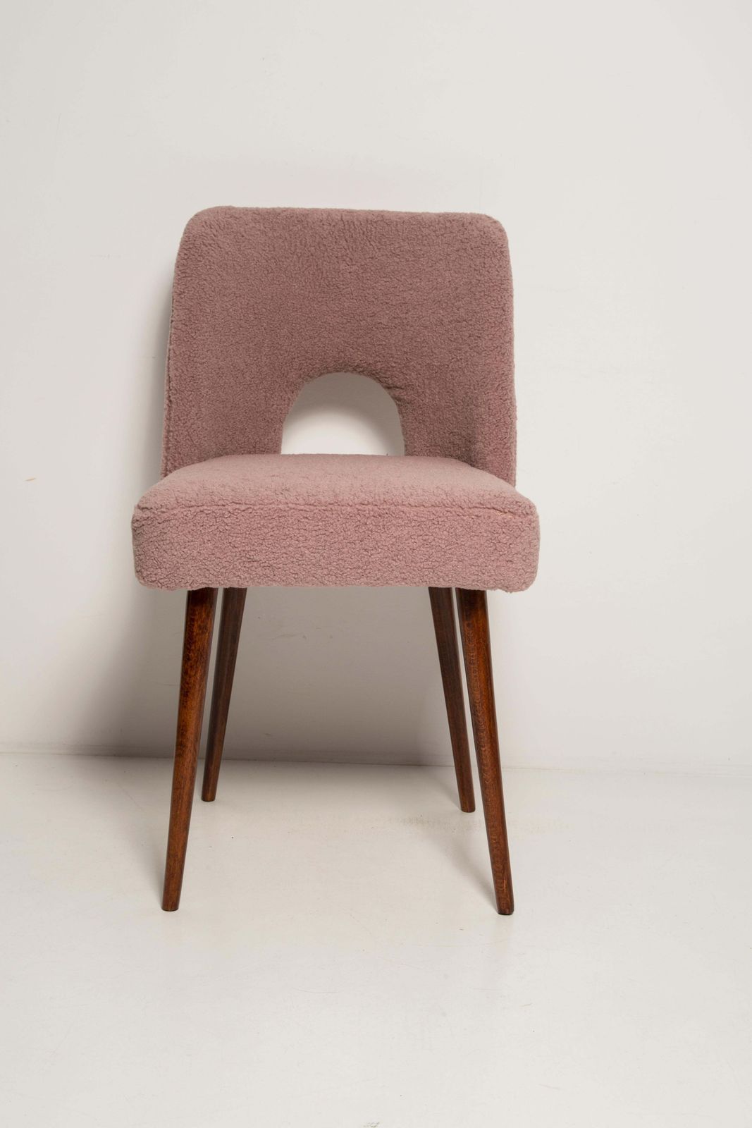 Furniture Set Of Eight Pink Boucle 'Shell' Chairs, Europe, 1960s photo
