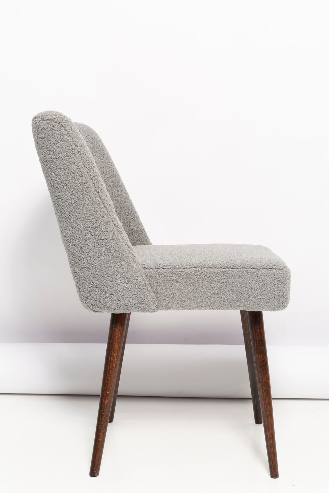 Set Of Eight Gray Boucle 'Shell' Chairs, Dark Beech Wood, Europe, 1960s photo 4756.0