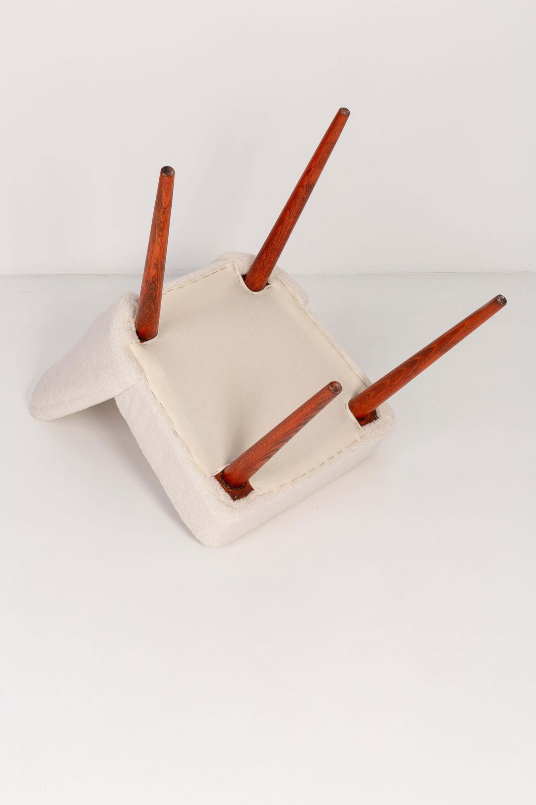 Furniture Set Of Ten Light Crème Boucle 'Shell' Chairs, 1960s photo