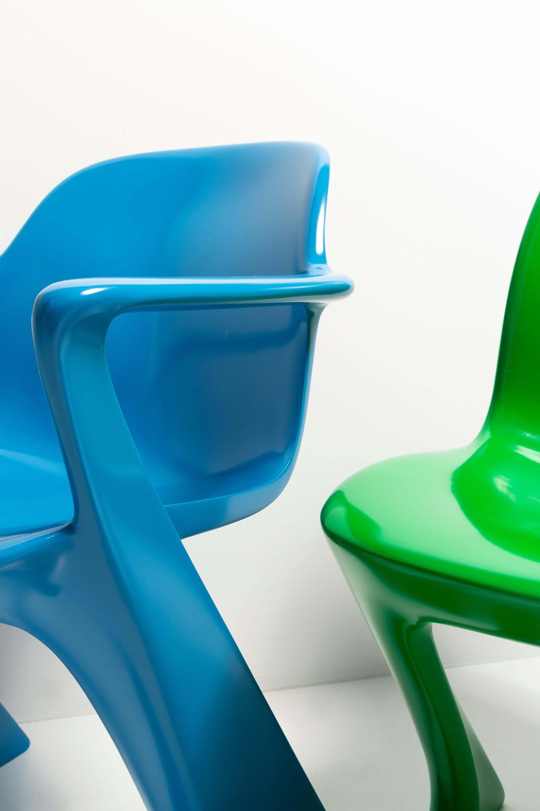 photo vintage Set Of Four Blue Kangaroo Chairs Designed By Ernst Moeckl, Germany, 1960s