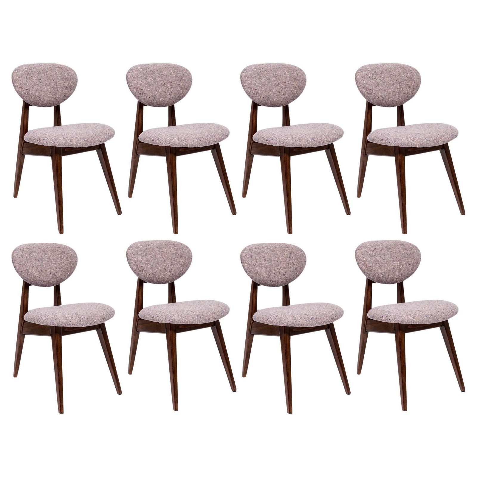 Set Of Eight Mid Century Purple Mushroom Chairs, By J. Kedziorek, Europe, 1960s