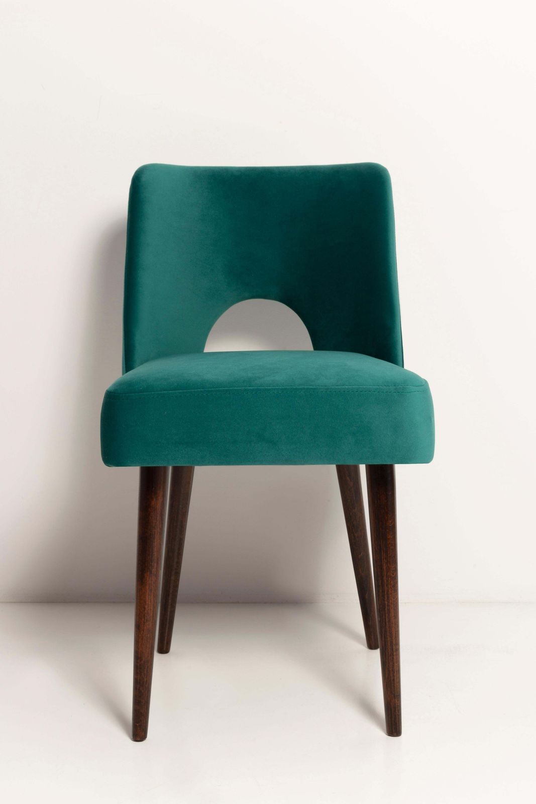 photo for sale Set Of Nine Dark Green Velvet 'Shell' Chairs, Europe, 1960s
