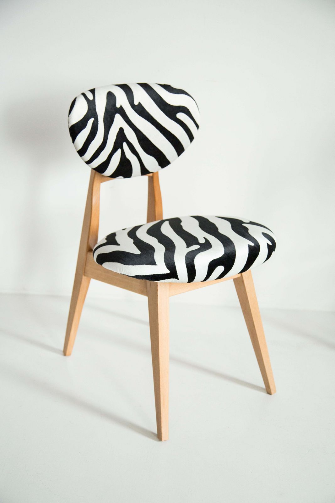 Set Of Eight Mid Century Zebra Chairs, By J. Kedziorek, Europe, 1960s photo for sale