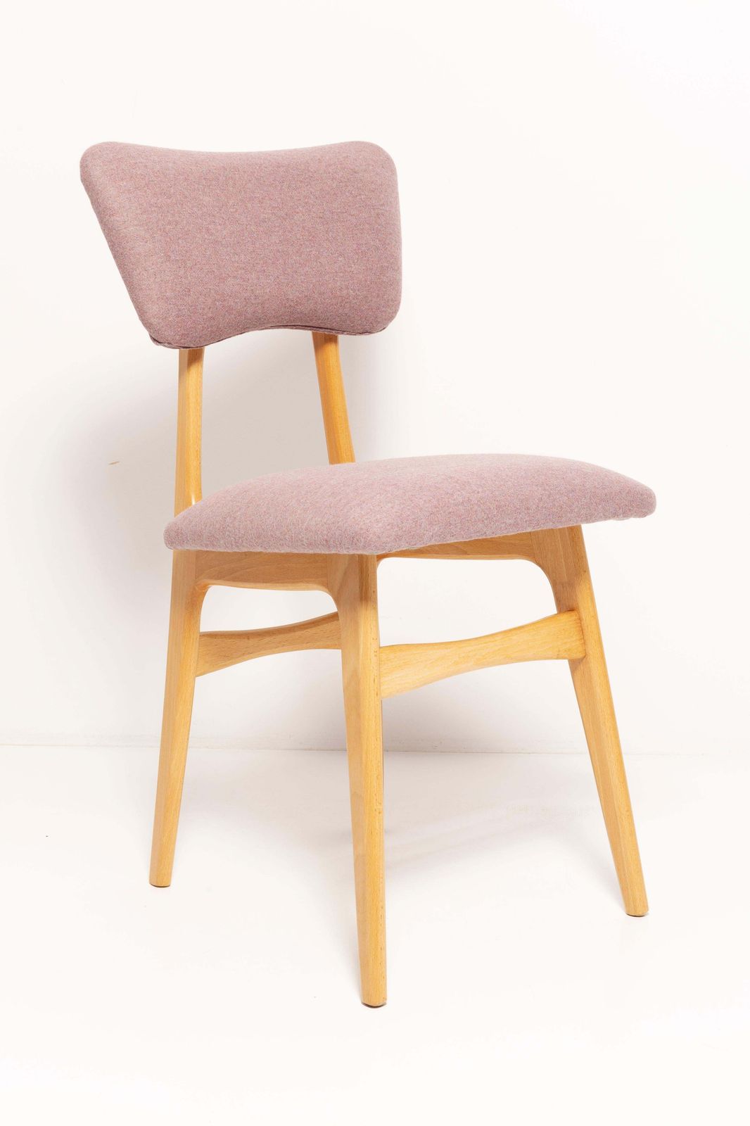 Nine 20th Century Butterfly Dining Chairs, Pink Wool, Light Wood, Europe, 1960s photo for sale