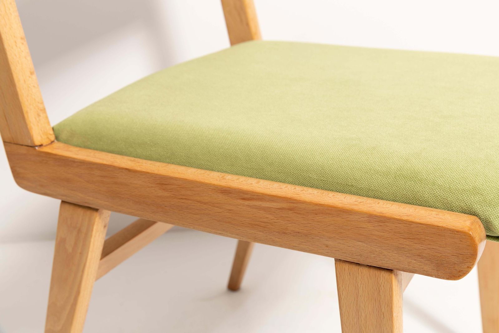 Set Of Twelve Mid Century Light Green Velvet Chairs, Poland, 1960s photo 5102.0