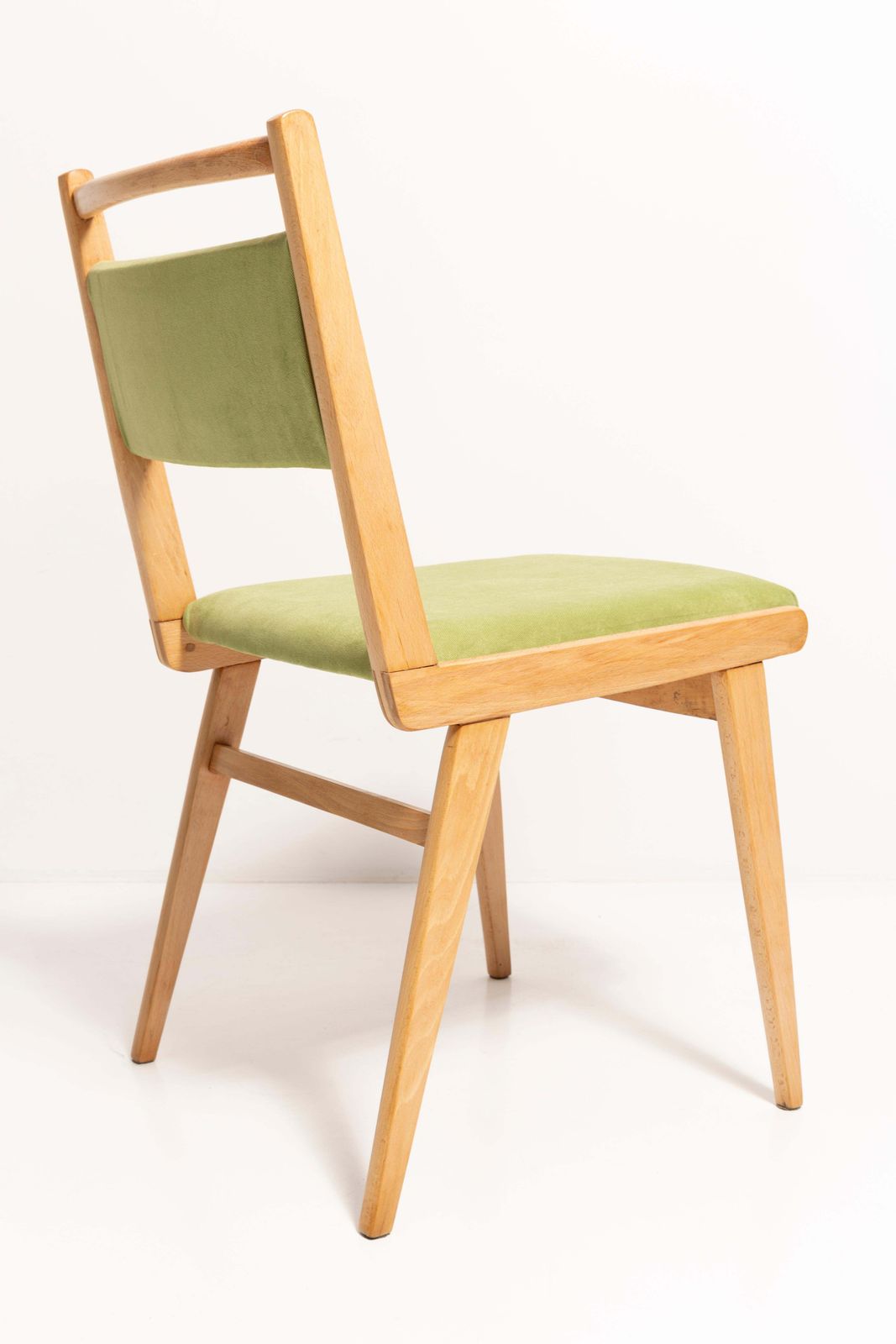 Furniture Set Of Twelve Mid Century Light Green Velvet Chairs, Poland, 1960s photo