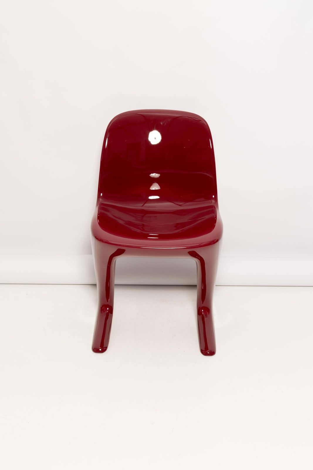 Set Of Six Dark Red Wine Kangaroo Chairs Designed By Ernst Moeckl, Germany, 1968 photo vintage