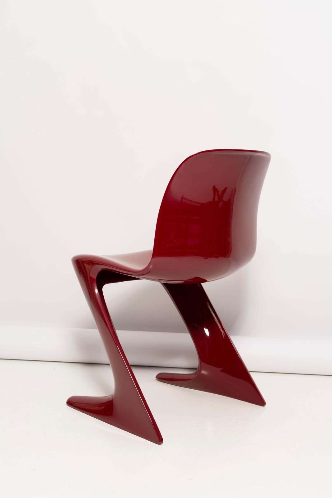 photo for sale Set Of Six Dark Red Wine Kangaroo Chairs Designed By Ernst Moeckl, Germany, 1968