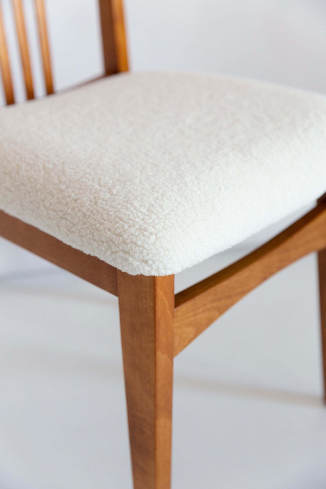 Set Of Twelve Mid Century Light Boucle Chair, By M. Zielinski, Europe, 1960s photo furniture