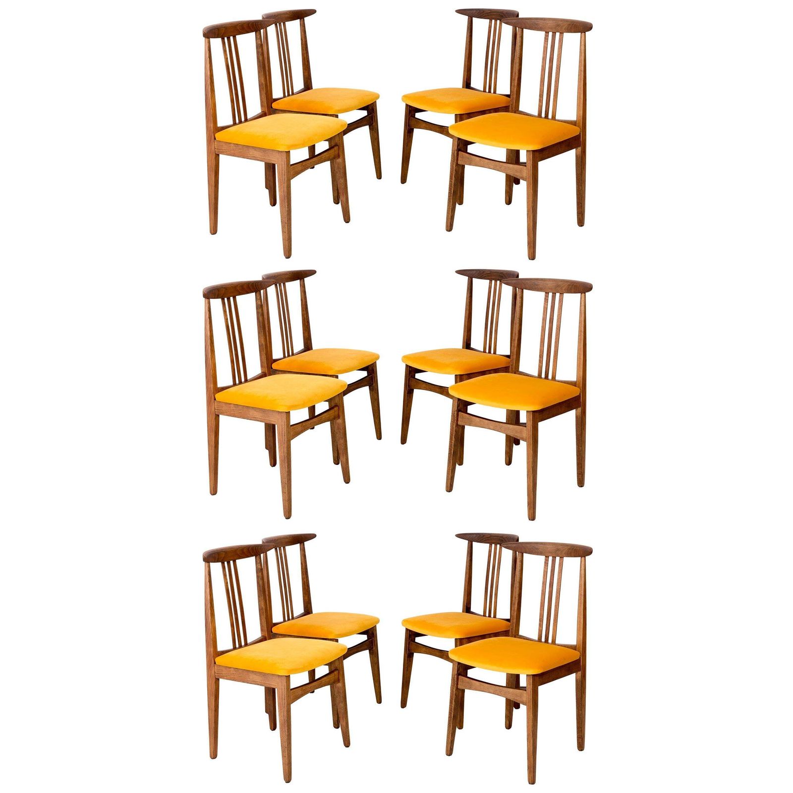 Set Van Twaalf Gele Stoelen, Door Zielinski, Europa, Jaren 1960