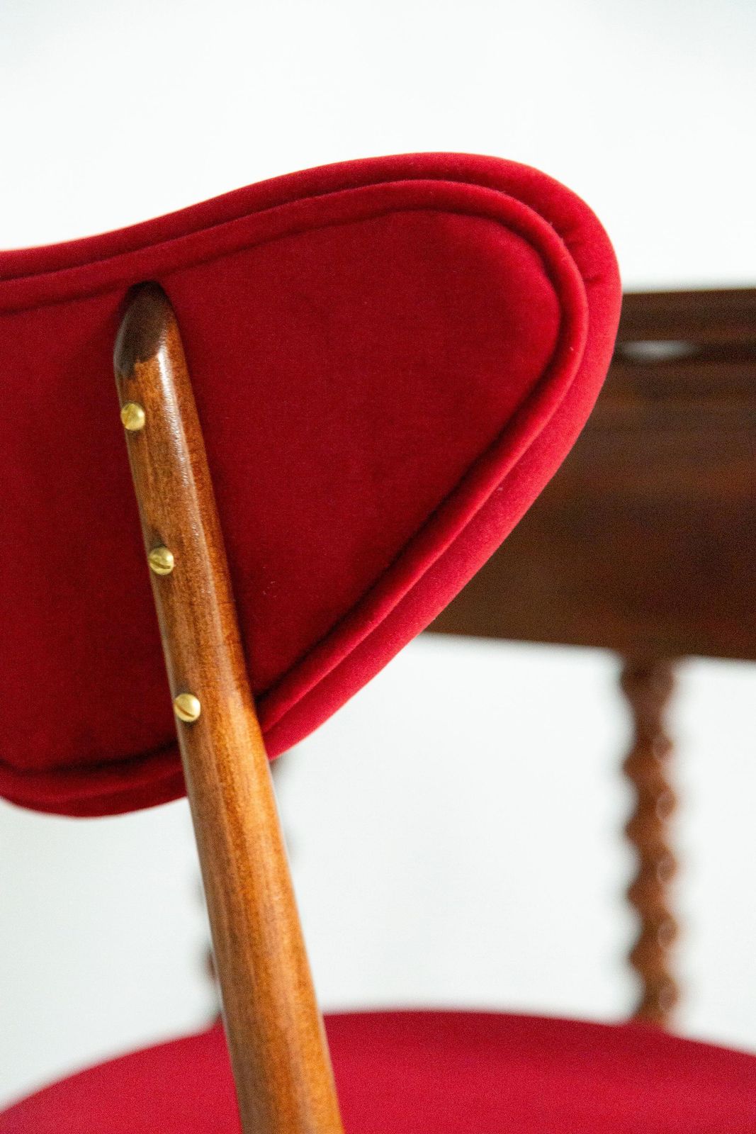 Set Of Twelve Mid Century Red Heart Chairs, Poland, 1960s photo vinterior