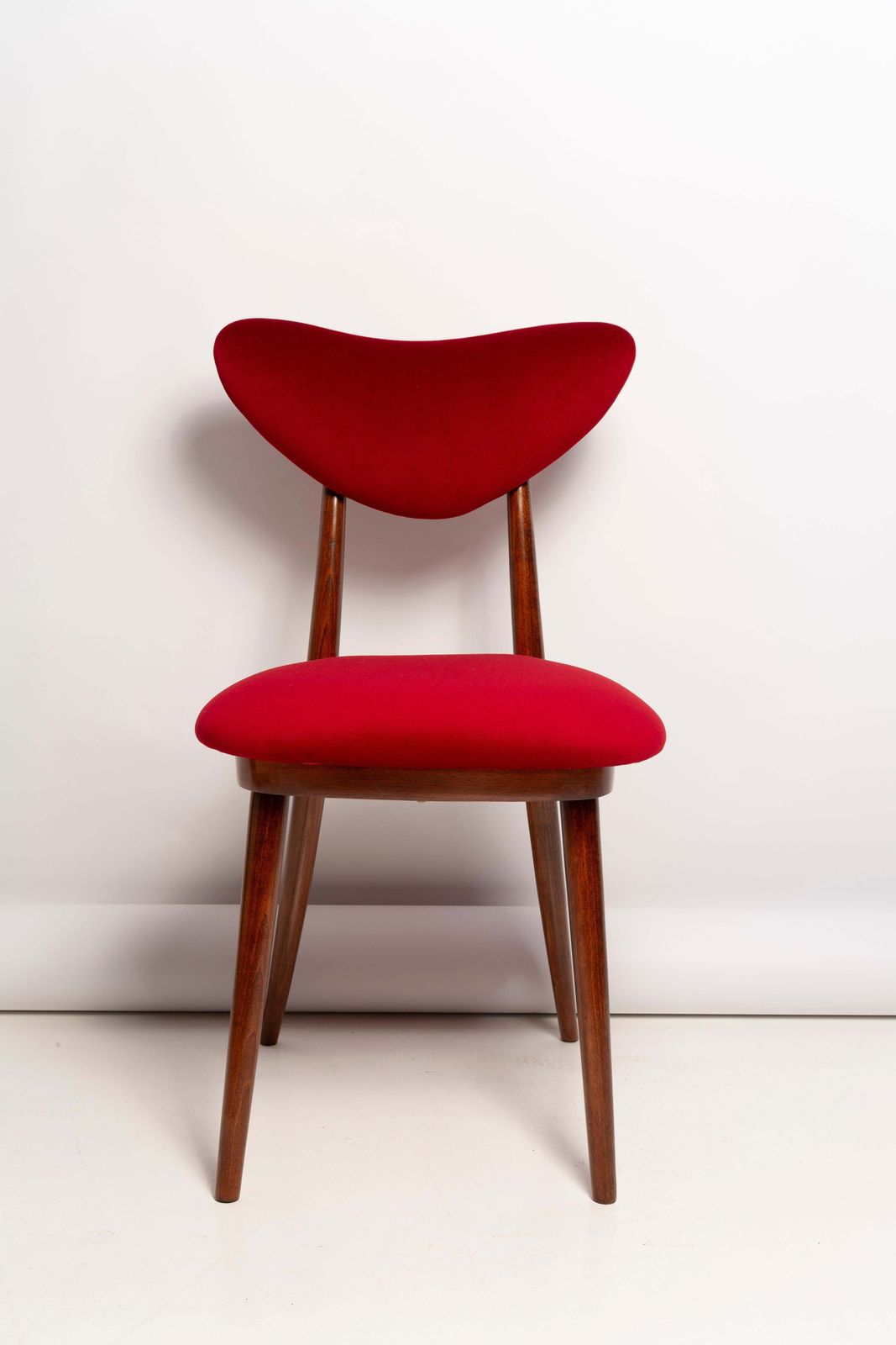 photo buy Set Of Twelve Mid Century Red Heart Chairs, Poland, 1960s