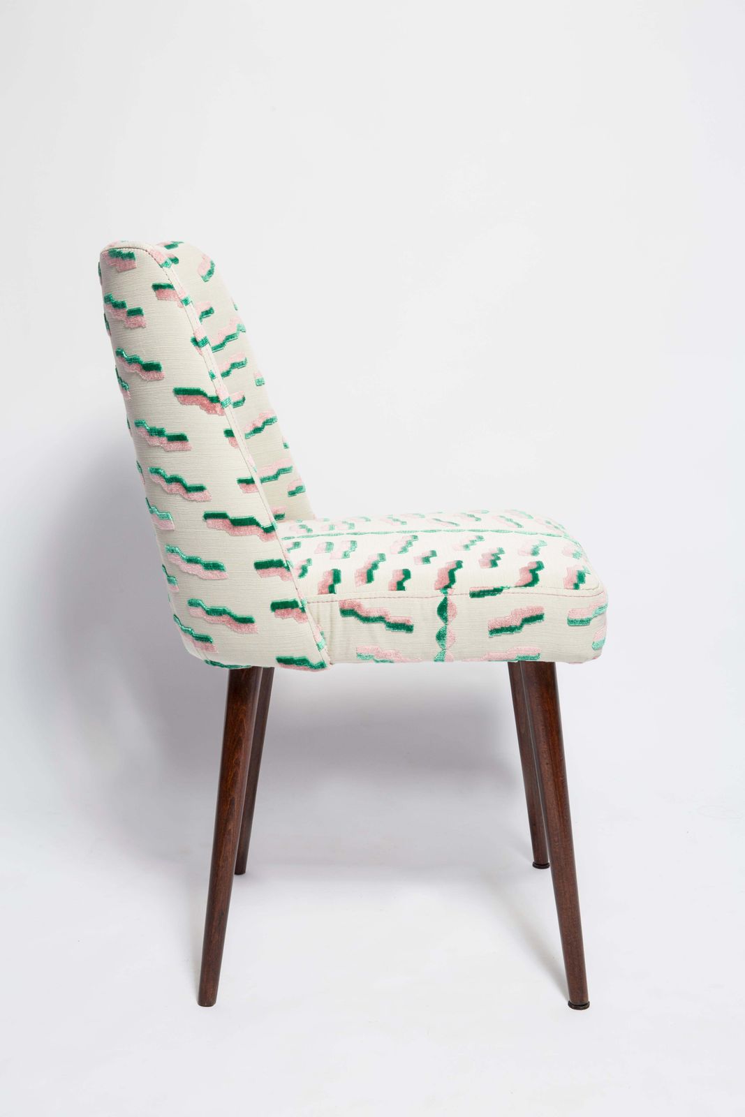 Set Of Ten Mid Century Tiger Beat Jacquard Velvet Shell Chairs, Europe, 1960s photo for sale