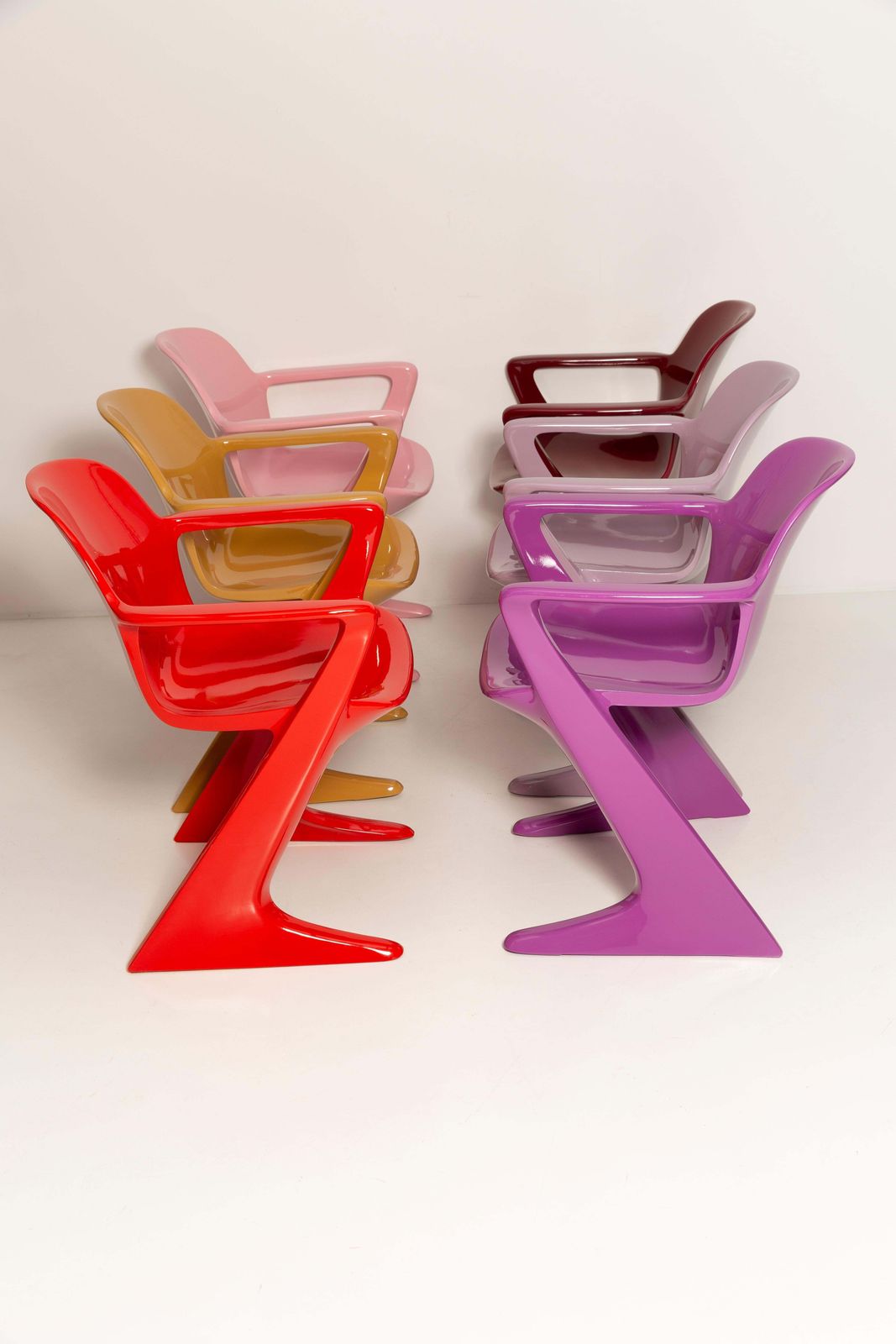 photo vinterior Set Of Six Mid Century Kangaroo Chairs, Ernst Moeckl, Germany, 1968