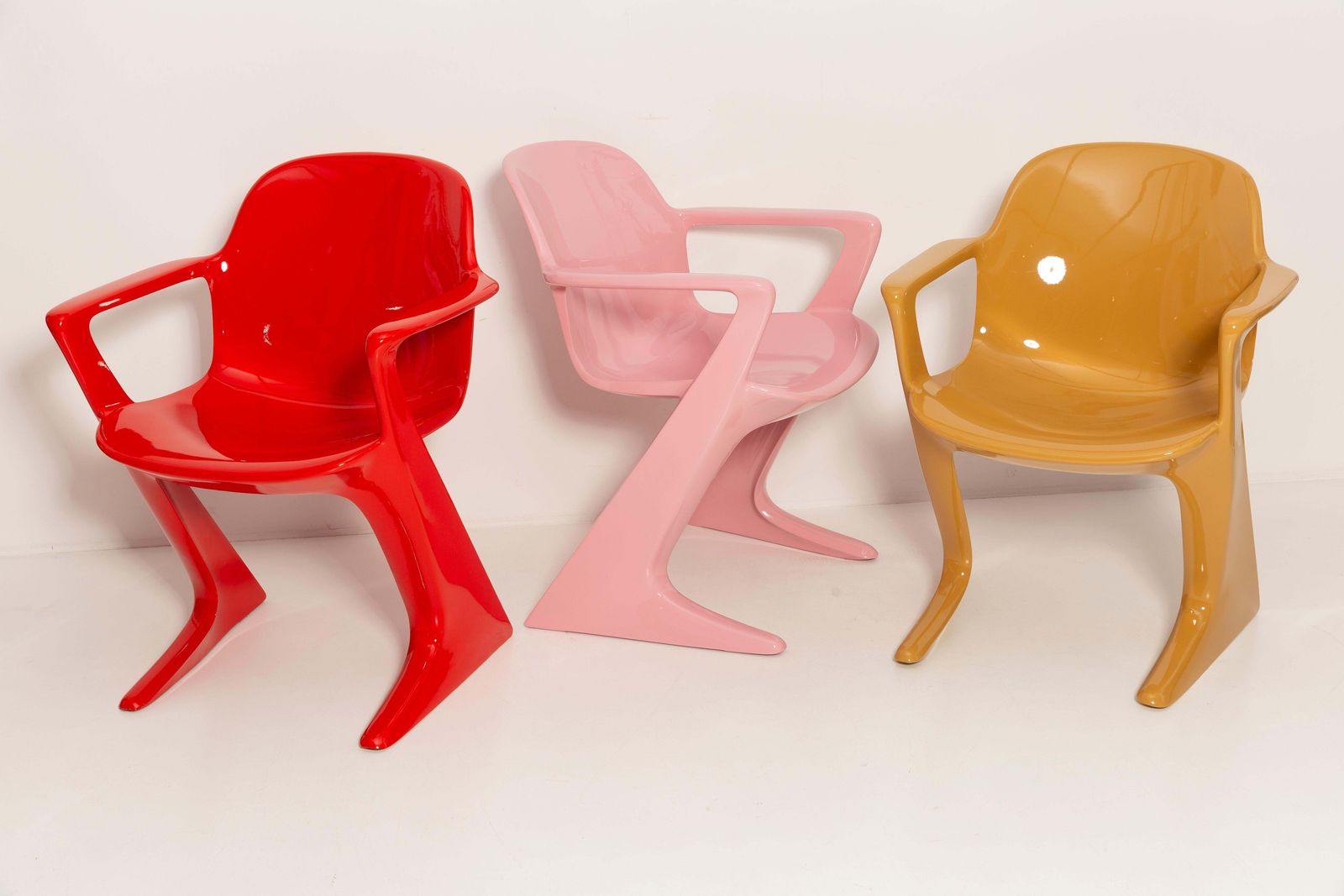 photo vintage Set Of Six Mid Century Kangaroo Chairs, Ernst Moeckl, Germany, 1968