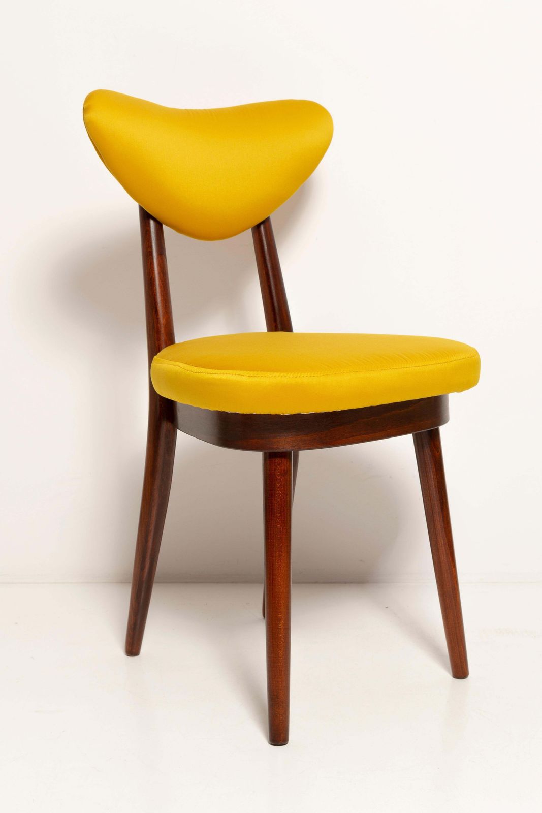 Twelve Midcentury Heart Chairs, Yellow Satin Dedar Gildo Fabric, Europe, 1960s photo buy