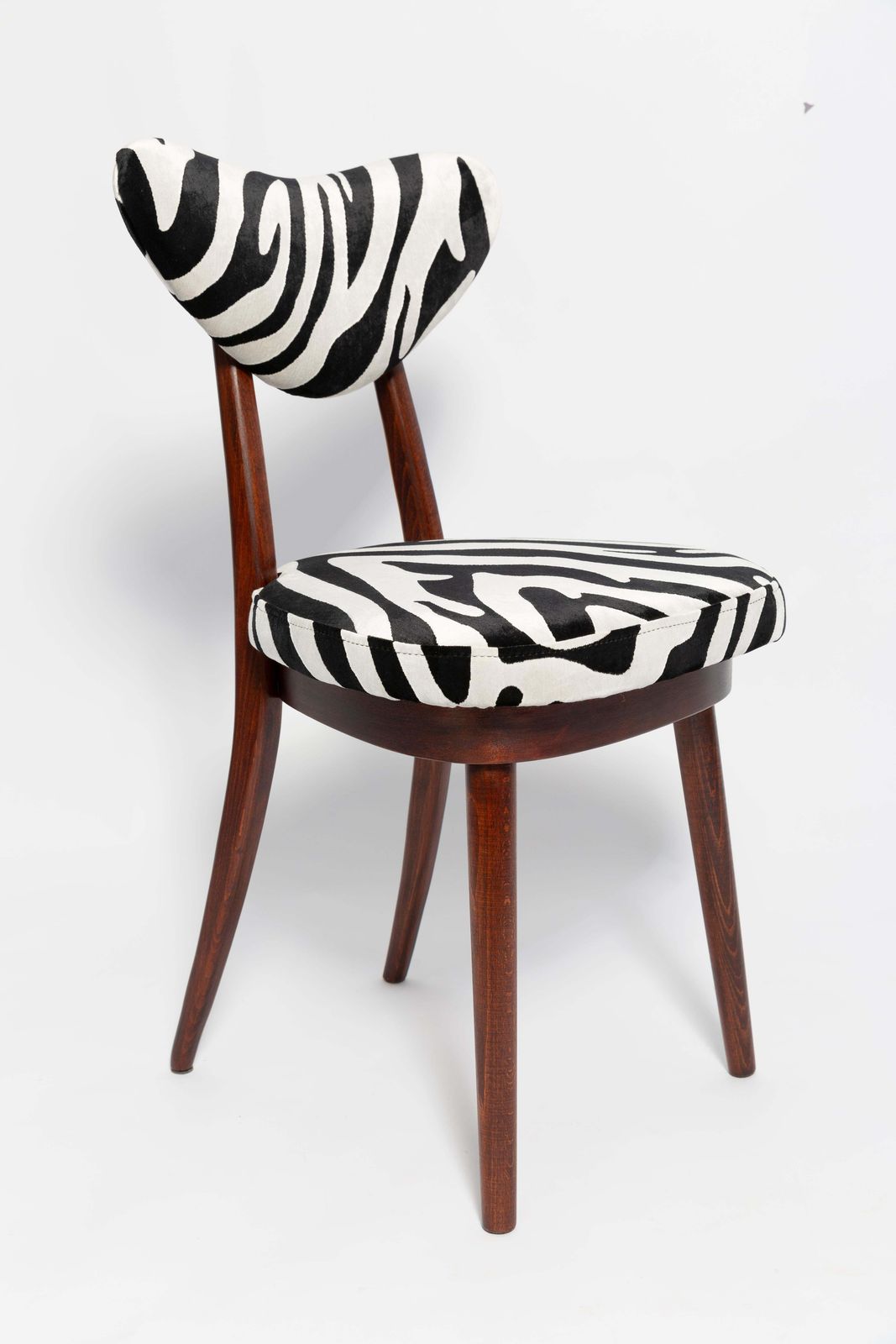 Set Of Twelve Mid Century Zebra Black And White Heart Chairs, Poland, 1960s photo furniture