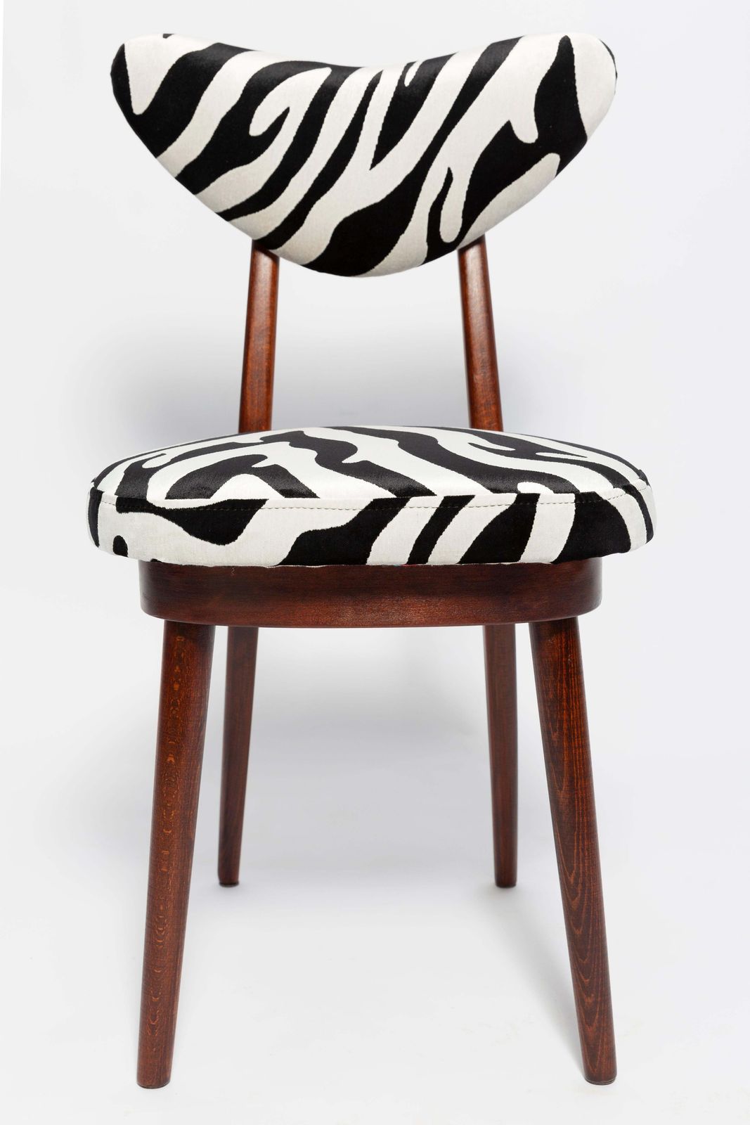 Furniture Set Of Twelve Mid Century Zebra Black And White Heart Chairs, Poland, 1960s photo