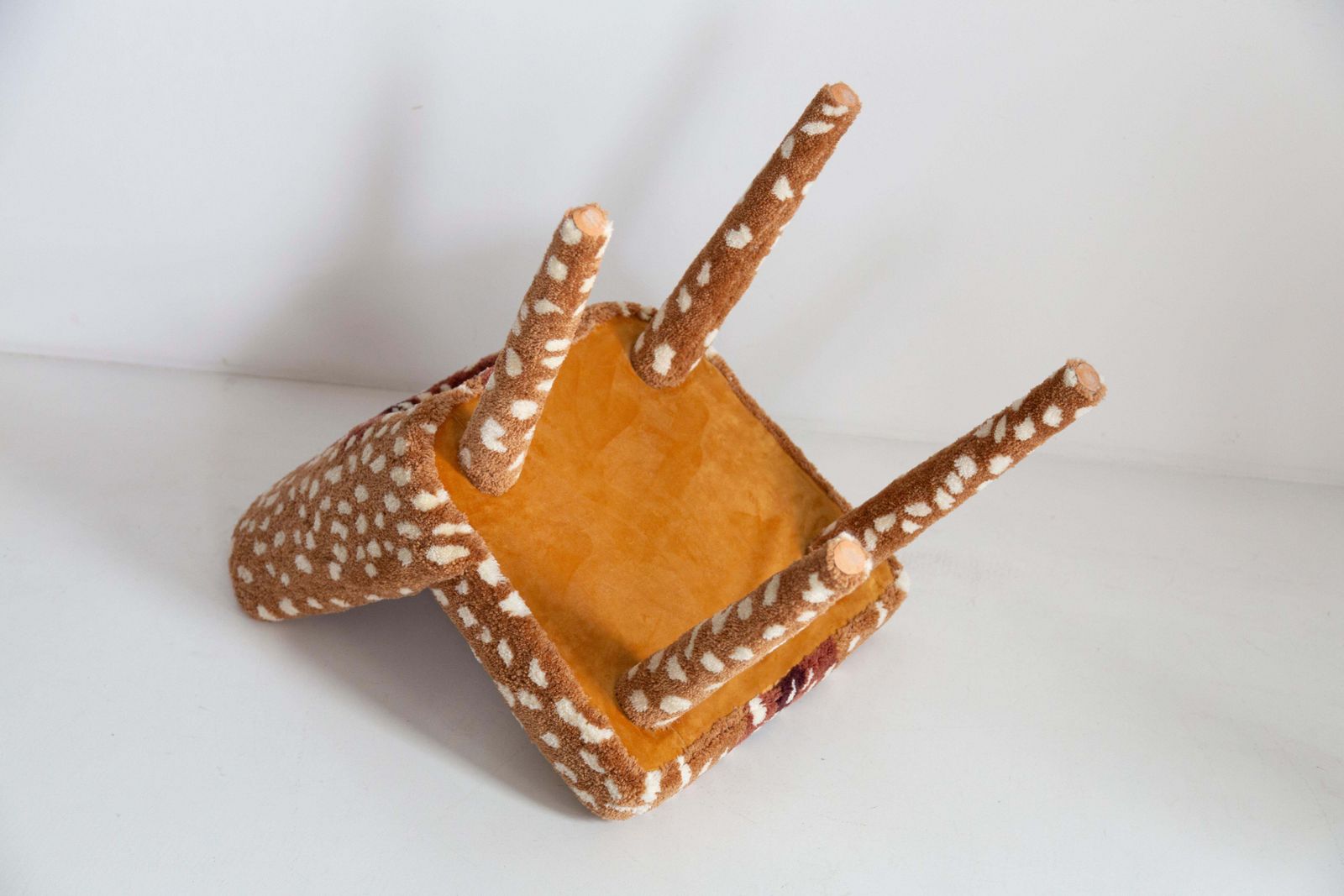 Furniture Six Mid Century Hand Tufting Roe Deer Bambi Wool Shell Chairs, Europe, 1960s photo