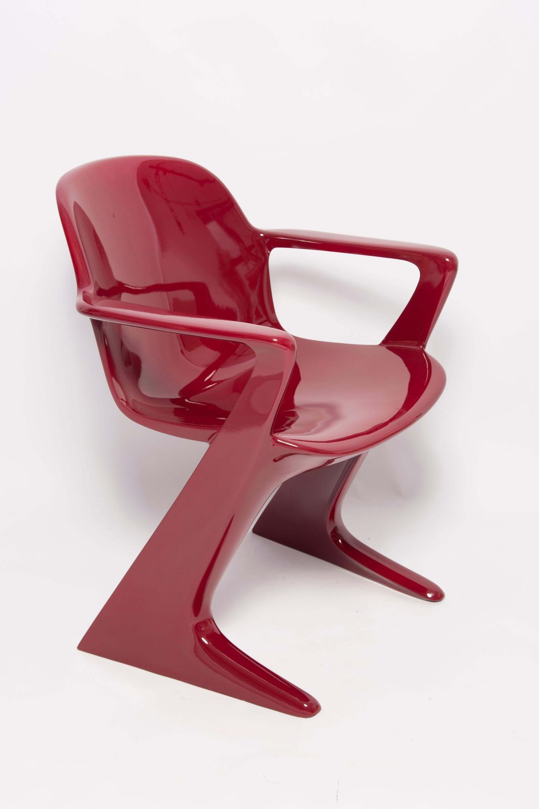 Set Of Six Dark Red Wine Kangaroo Chairs Designed By Ernst Moeckl, Germany, 1968 photo furniture