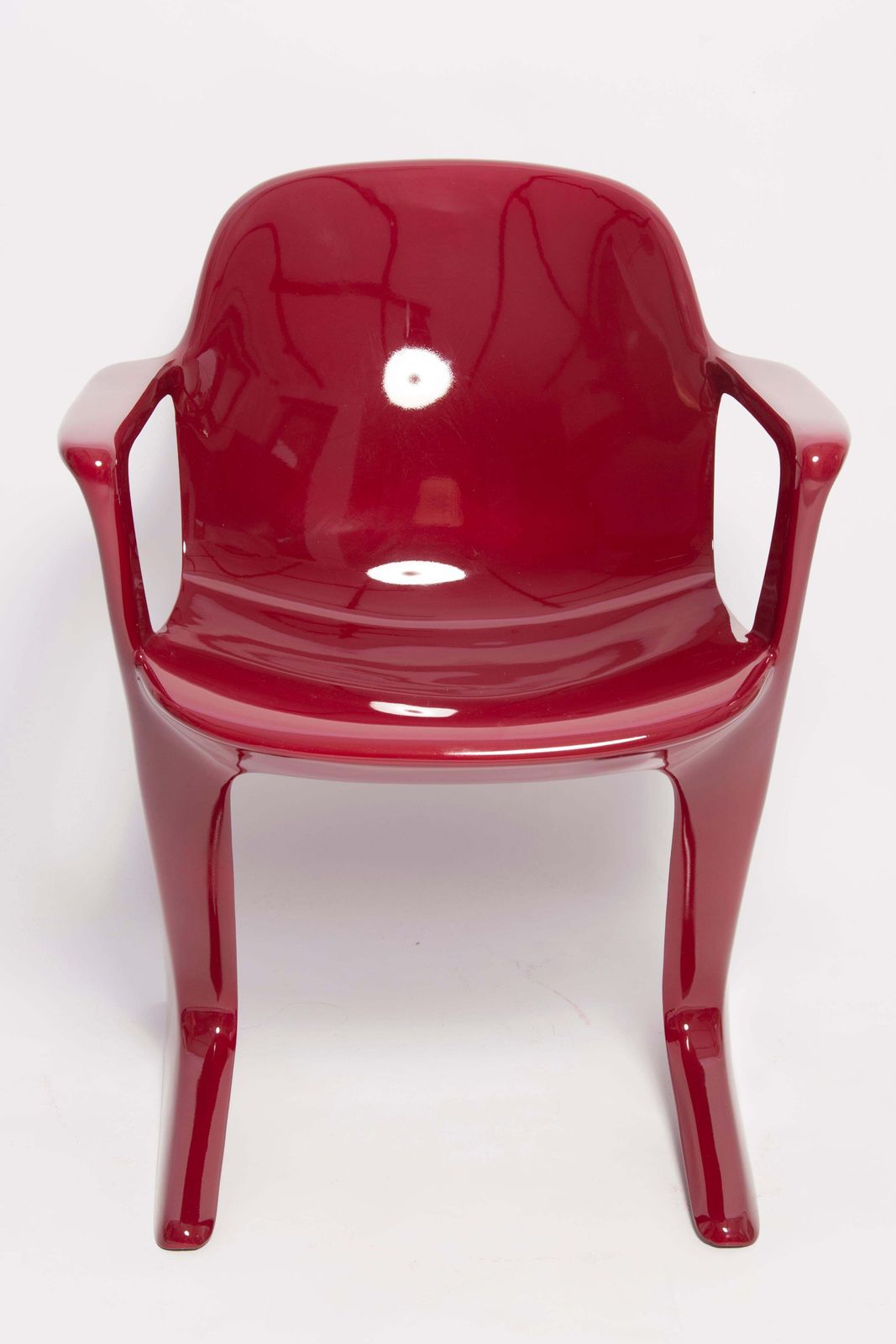 Set Of Six Dark Red Wine Kangaroo Chairs Designed By Ernst Moeckl, Germany, 1968 photo Furniture