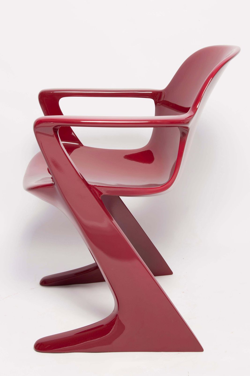 Set Of Six Dark Red Wine Kangaroo Chairs Designed By Ernst Moeckl, Germany, 1968 photo 7655.0