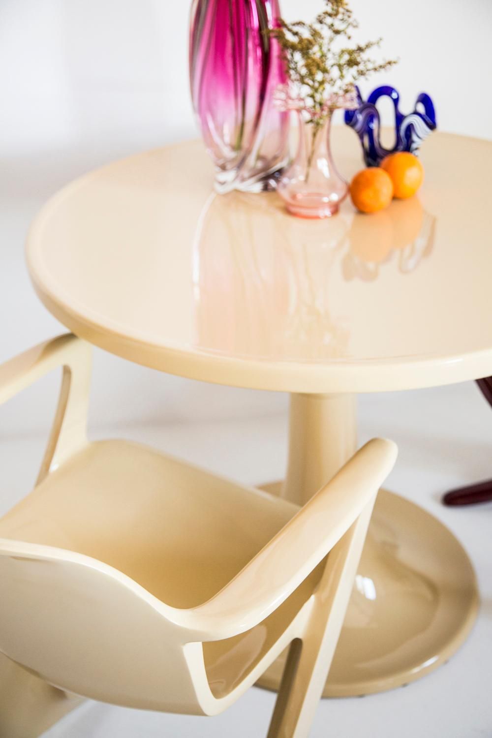 Set Of Eight Beige Kangaroo Chairs, By Ernst Moeckl, Germany, 1968 photo Furniture