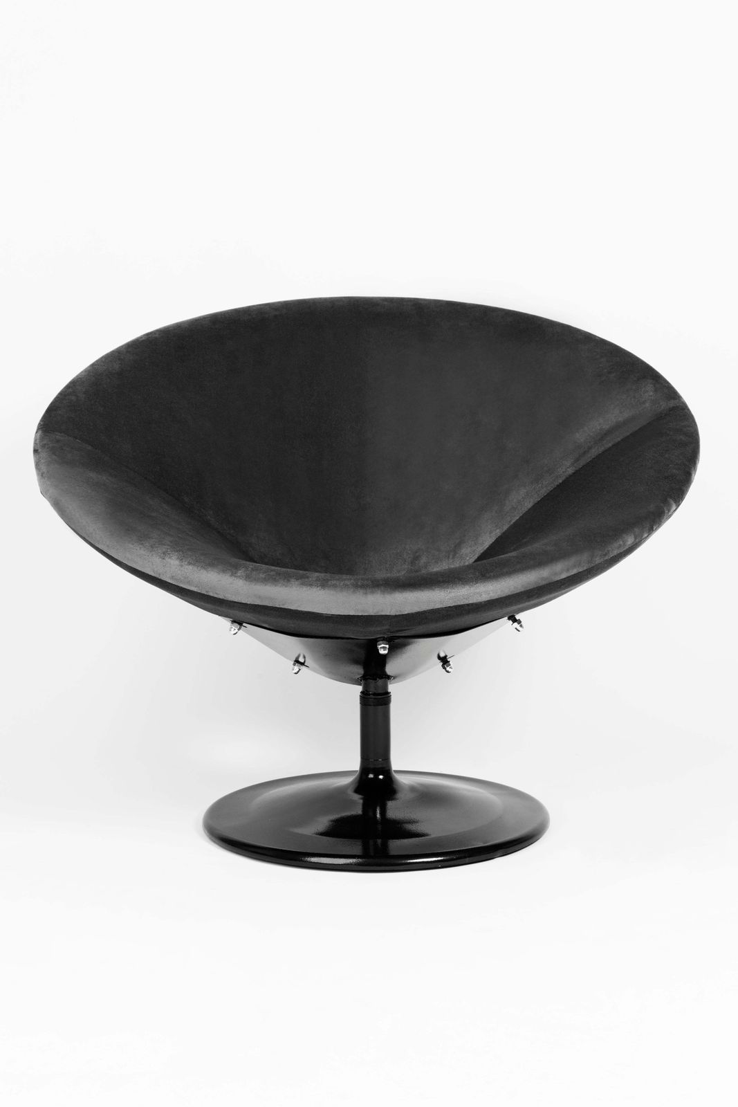 Set Of Two 20th Century Vintage Black Velvet Swivel Armchairs, 1960s photo vintage