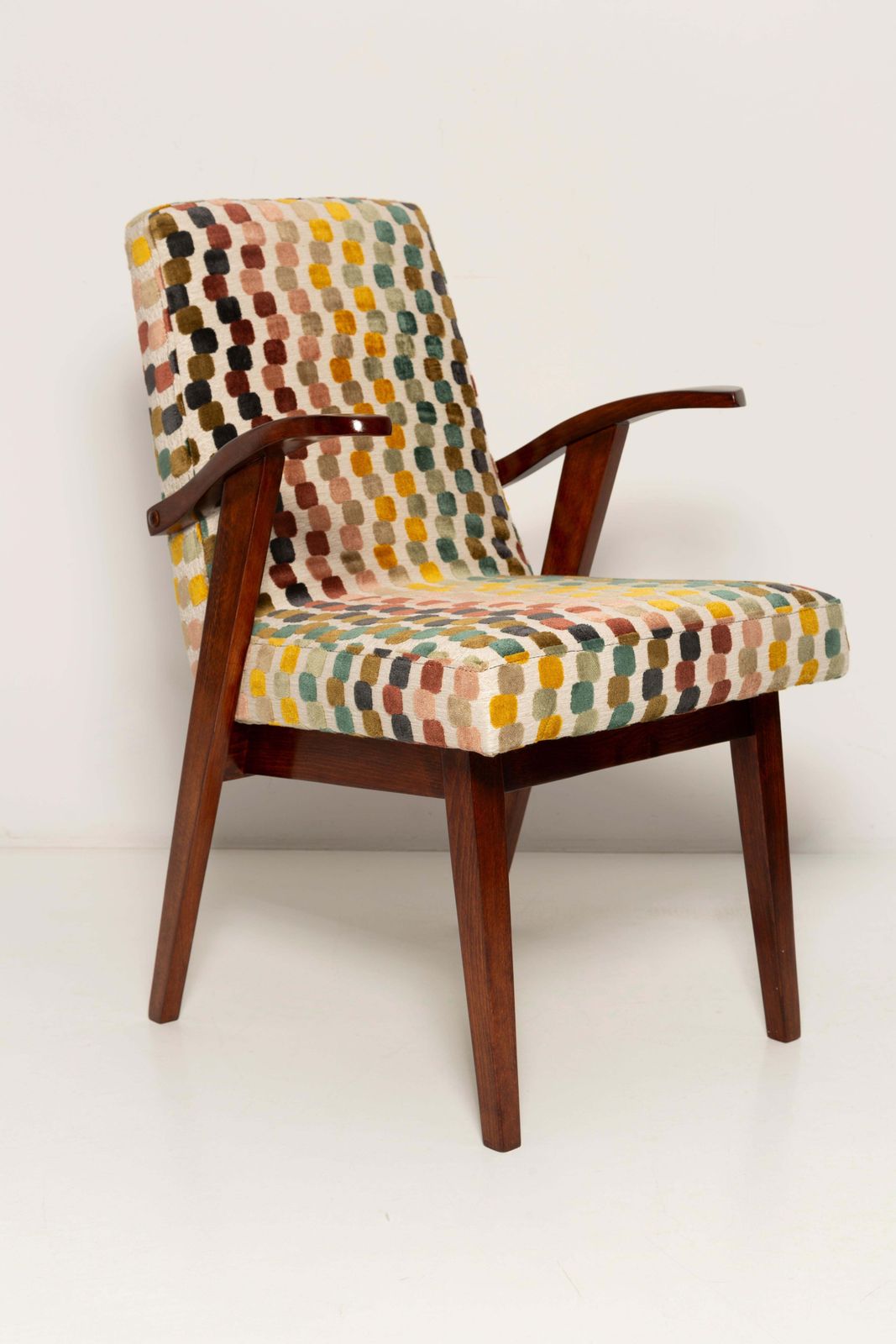 Mid Century Orphisme Multicolored Velvet Armchair By M. Puchala, Europe, 1960s photo furniture