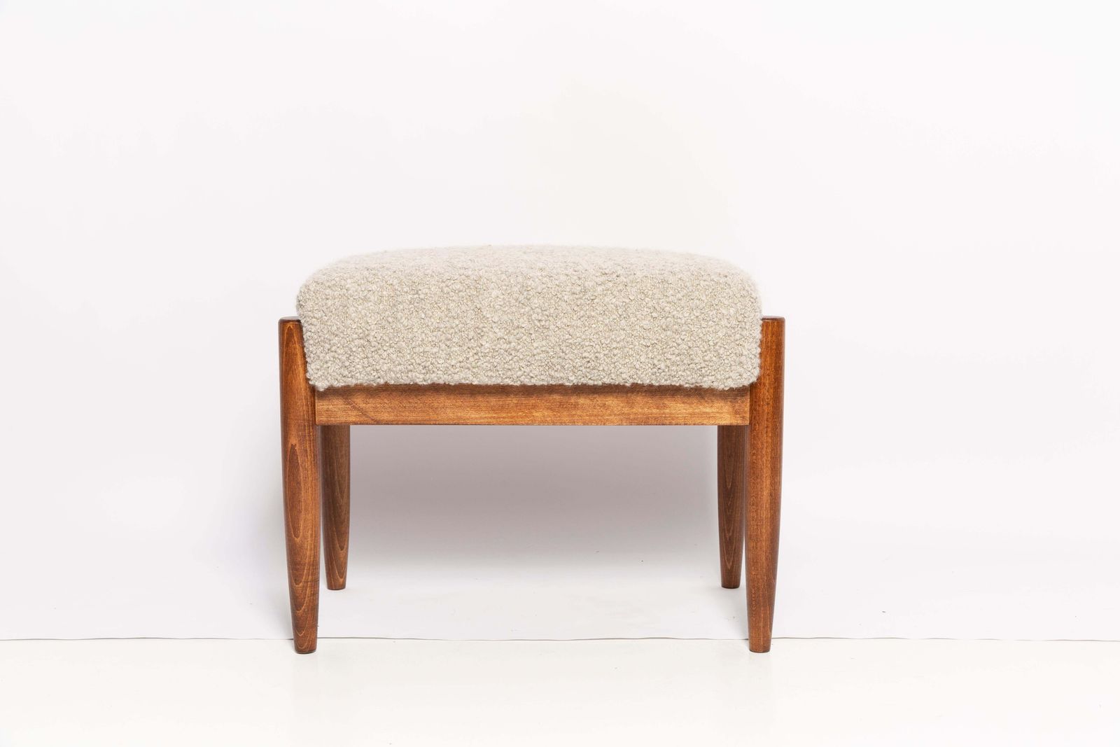 Pair Of Midcentury Gray Alpaca Wool Stools, Edmund Homa, Poland, 1960s photo vinterior