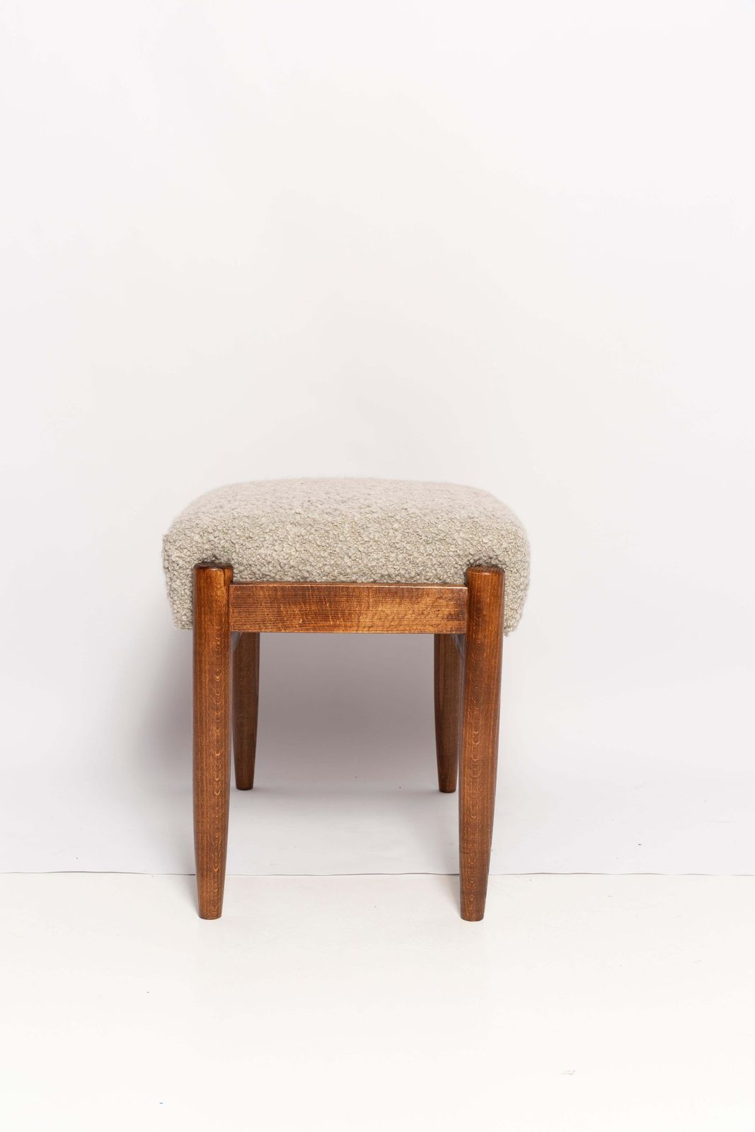 photo for sale Pair Of Midcentury Gray Alpaca Wool Stools, Edmund Homa, Poland, 1960s