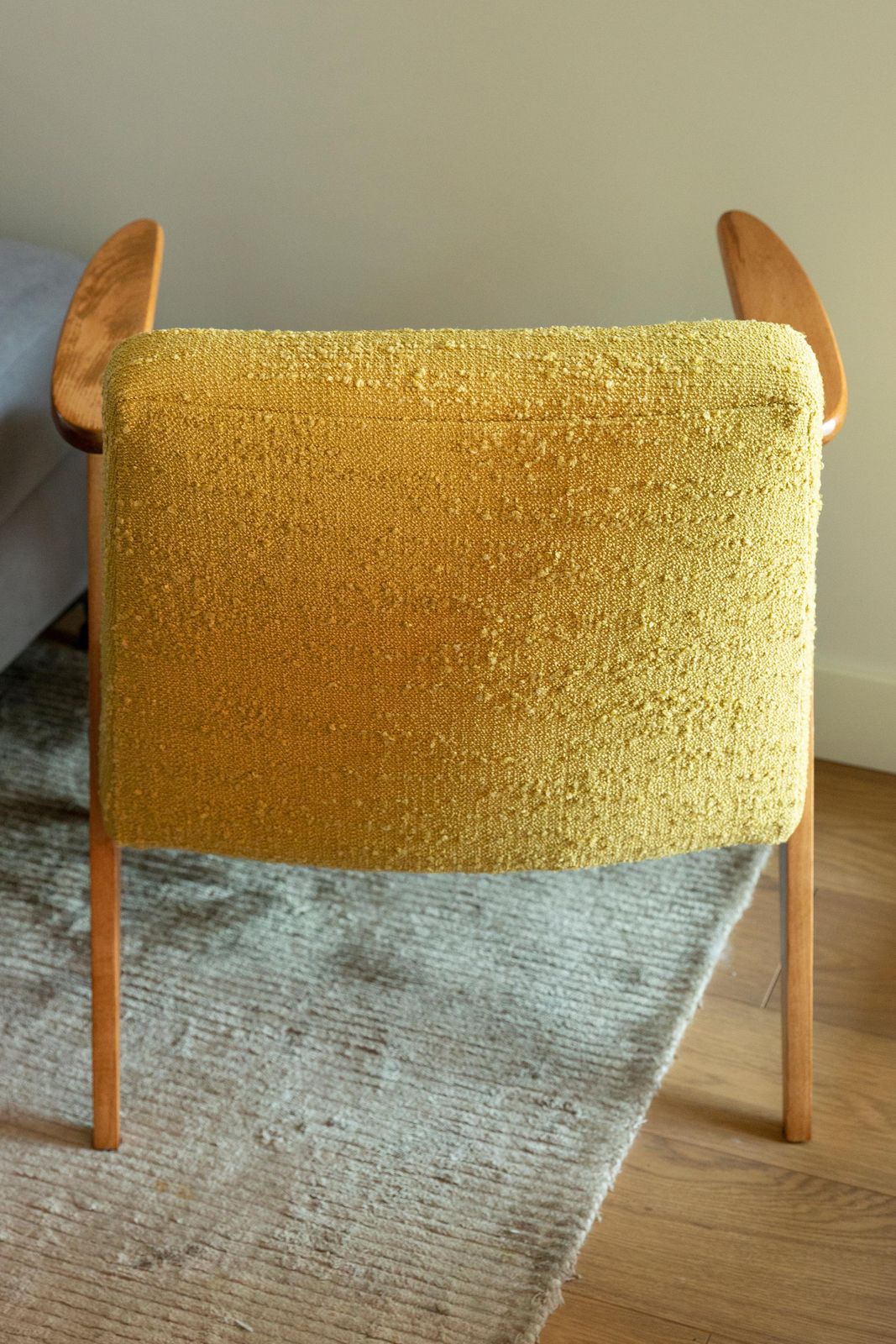 Midcentury 366 Club Armchair In Yellow Boucle, Jozef Chierowski, Europe, 1960s photo vintage