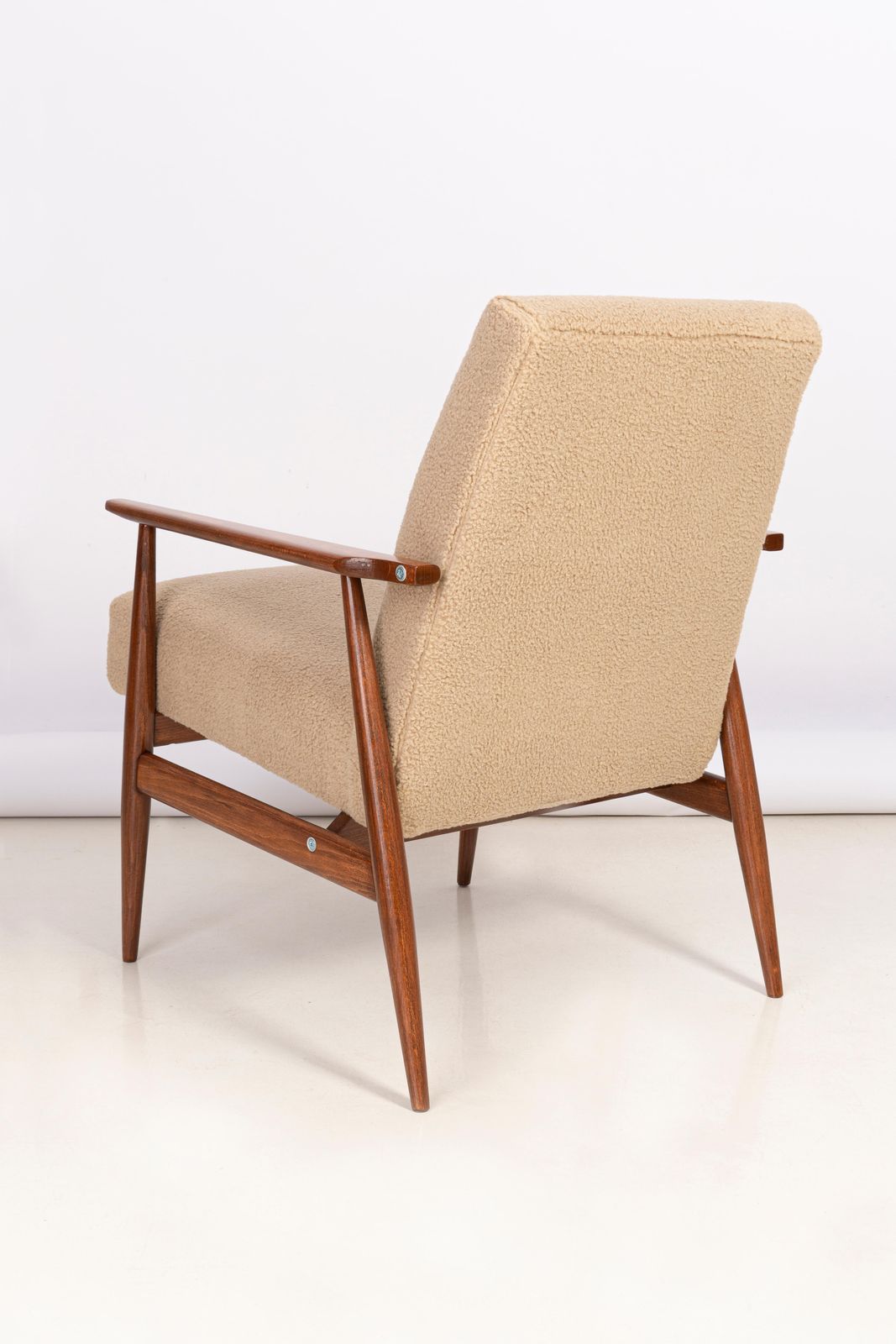 Camel Bouclé Dante Armchair, H. Lis, 1960s photo buy