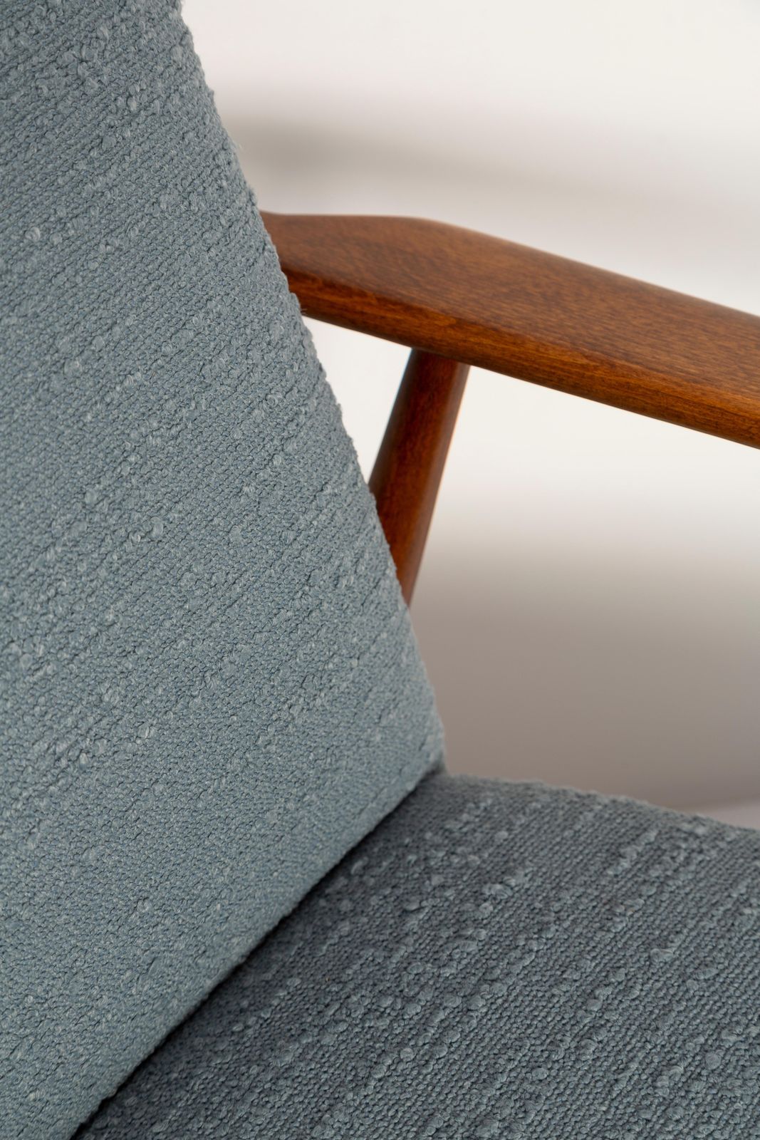 Mid Century Gray Blue Boucle Dante Armchair, H. Lis, 1960s photo buy