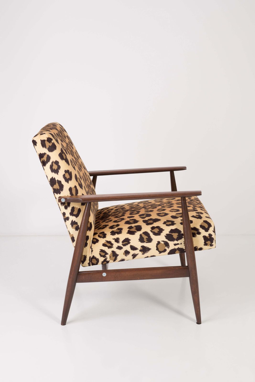 Midcentury Leopard Print Velvet Dante Armchair, H. Lis, 1960s photo furniture