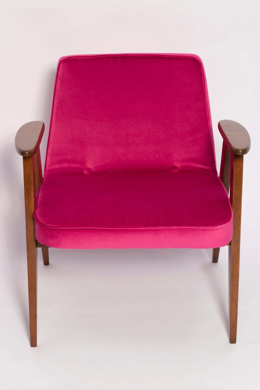 1276.0 Mid Century 366 Armchair In Pink Velvet, By Jozef Chierowski, Europe 1960s photo