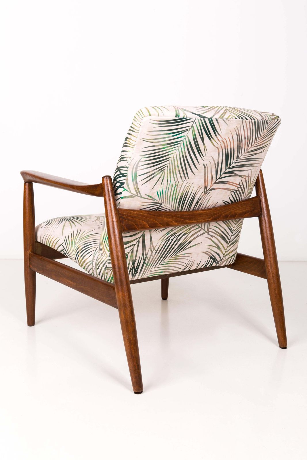 Vintage Fauteuil Met Palmbladeren Motief, Beige Velours, Edmund Homa, Jaren 1960 photo 1276.0