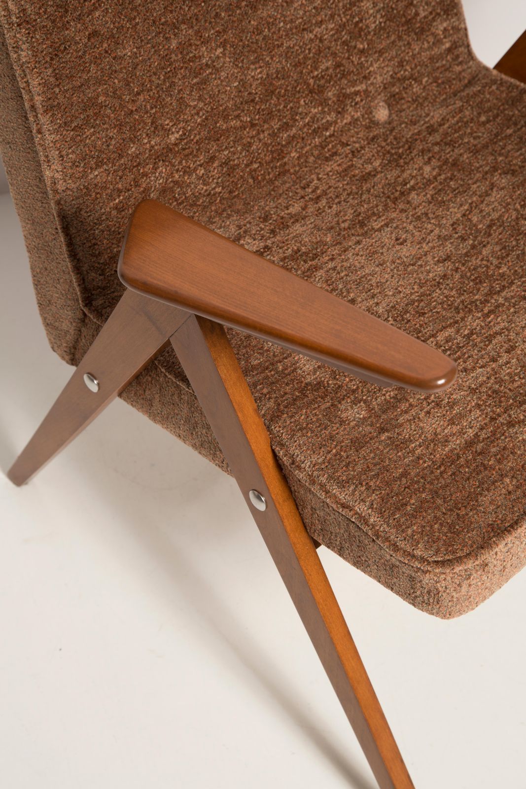 Midcentury Brown Bunny Armchair, By Jozef Chierowski, Poland, 1960s photo buy