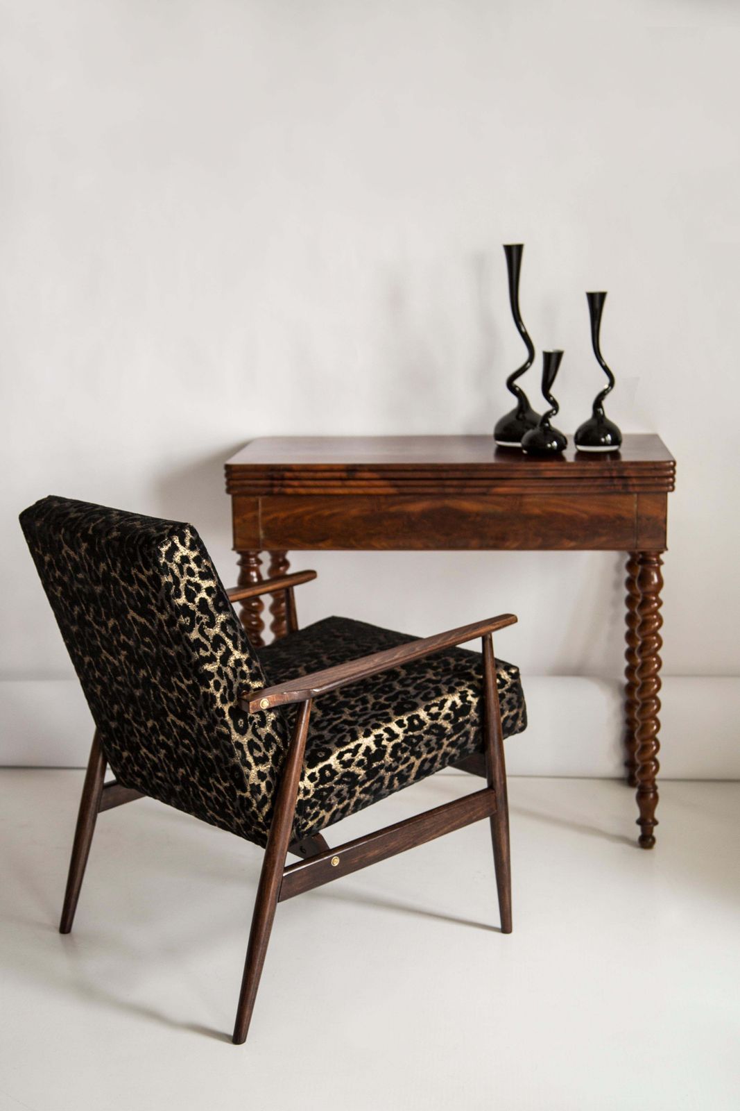 Mid Century Leopard Print Velvet Dante Armchair, H. Lis, Europe, 1960s photo furniture