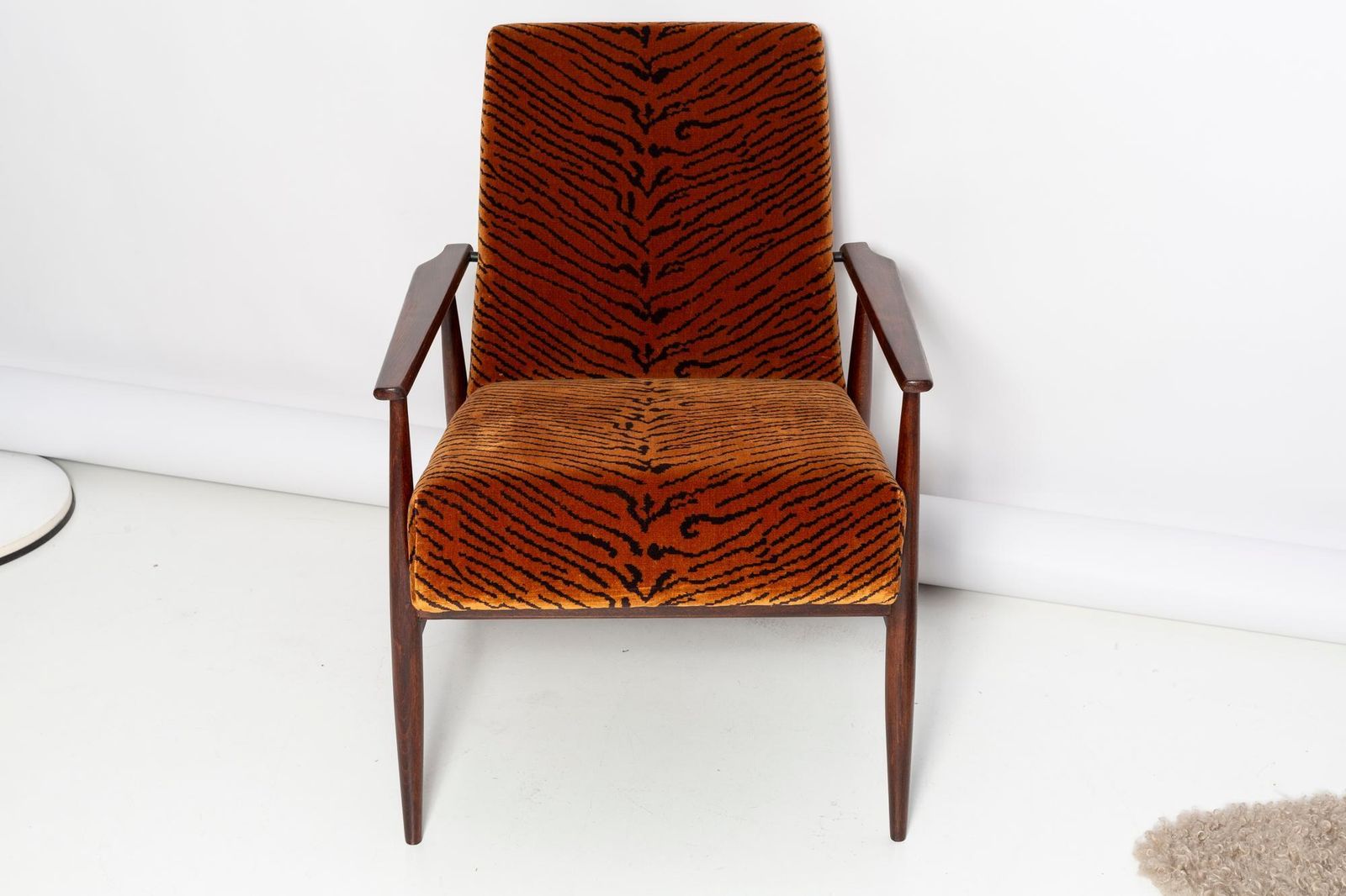 Mid Century Dedar Tiger Velvet Dante Armchair, H. Lis, Europe, 1960s photo buy
