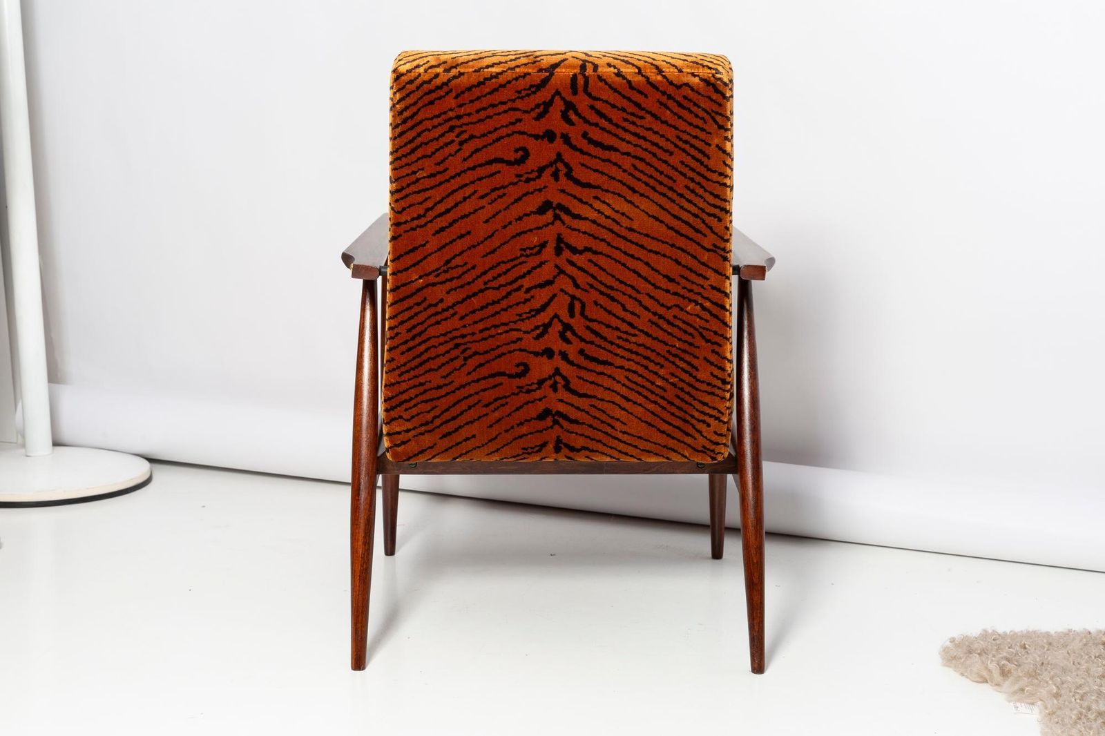 photo for sale Mid Century Dedar Tiger Velvet Dante Armchair, H. Lis, Europe, 1960s