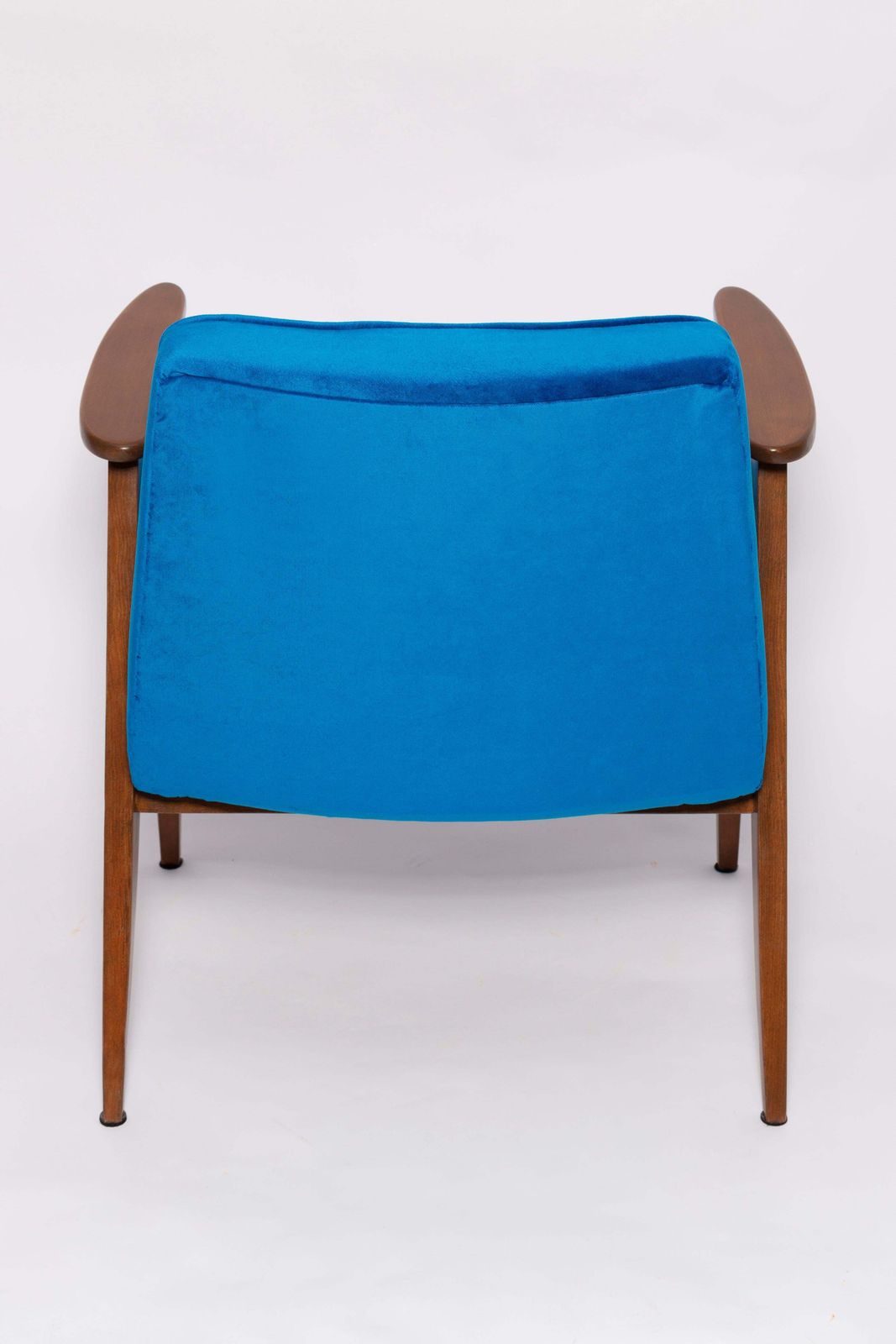 photo for sale Mid Century 366 Armchair In Blue Velvet, By Jozef Chierowski, Europe 1960s