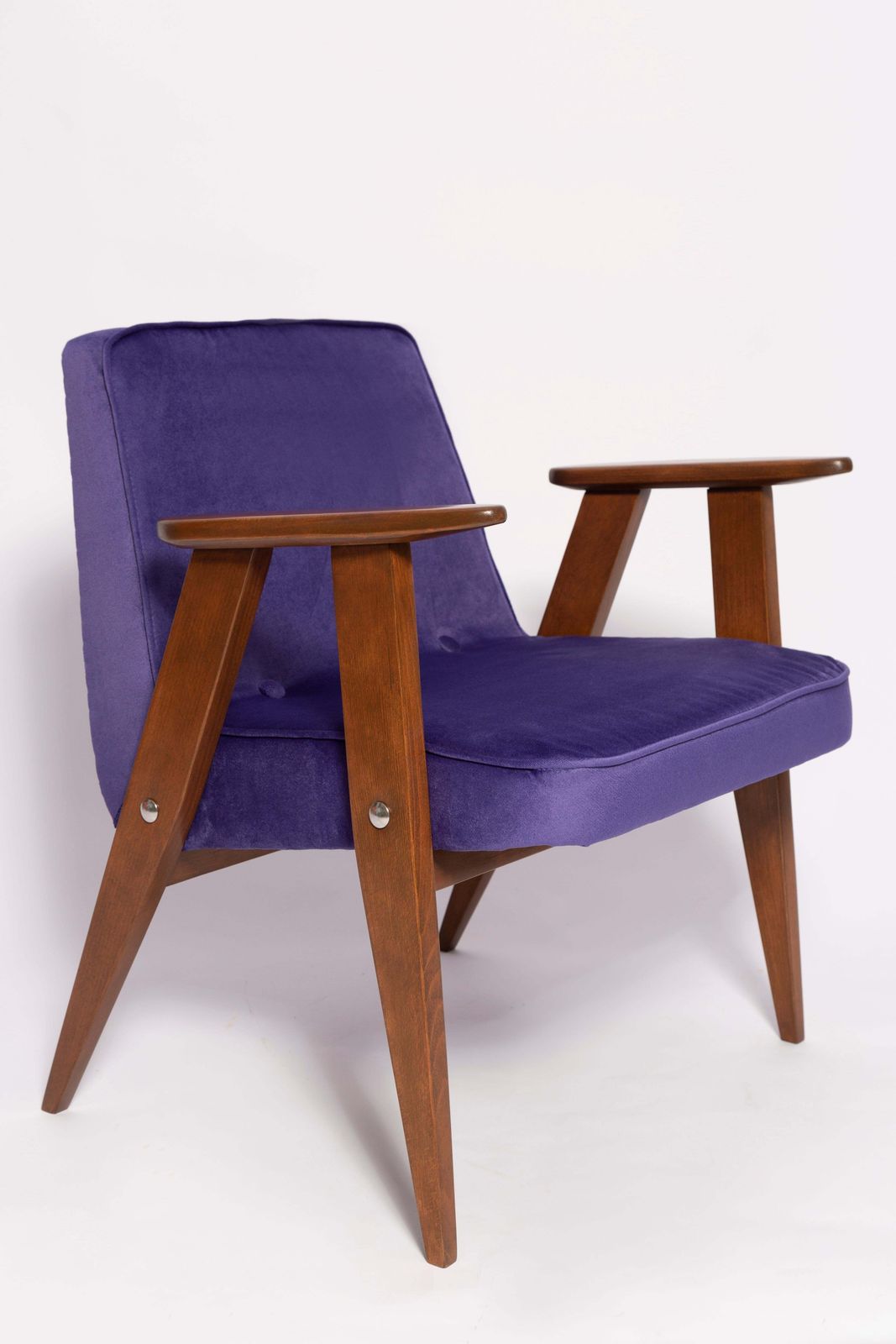 Mid Century 366 Armchair In Purple Velvet, By Jozef Chierowski, Europe 1960s photo furniture