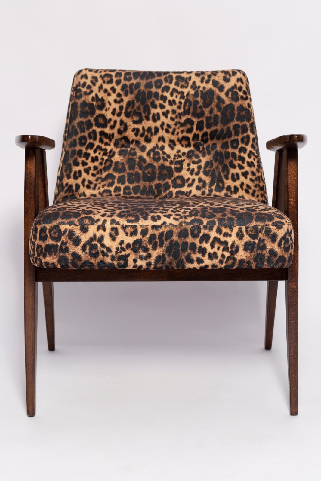Mid Century 366 Armchair In Leopard Print Velvet, Jozef Chierowski, Europe 1960s photo vinterior